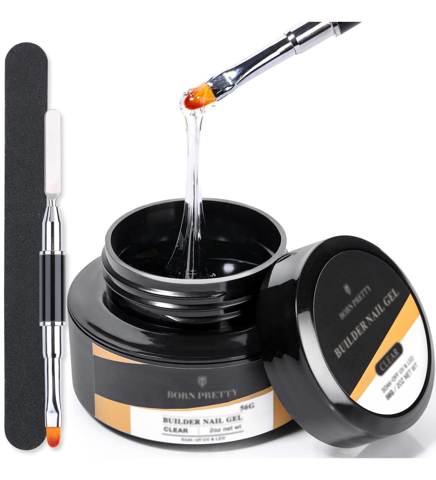 BORN PRETTY Builder Nail Gel Clear 56g | Nail Extension Gel Manicure Set with Forms & Brush Tools - Buy Online on SooperMarket.com