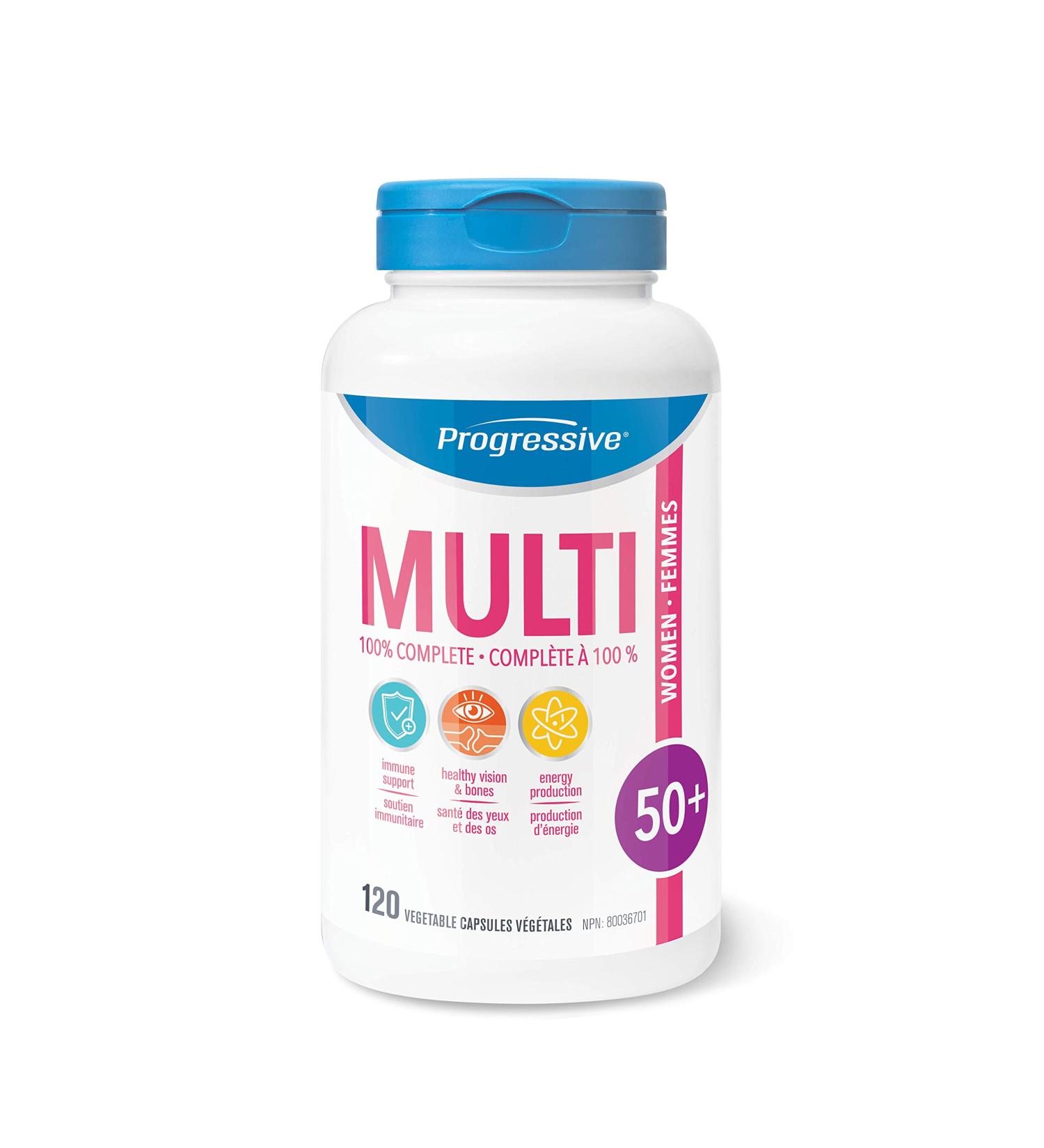 Progressive MultiVitamin for Women 50+ - 120 Capsules | Made with Green Food Concentrates Damiana Green Tea and Antioxidants. - Buy Online on SooperMarket.com