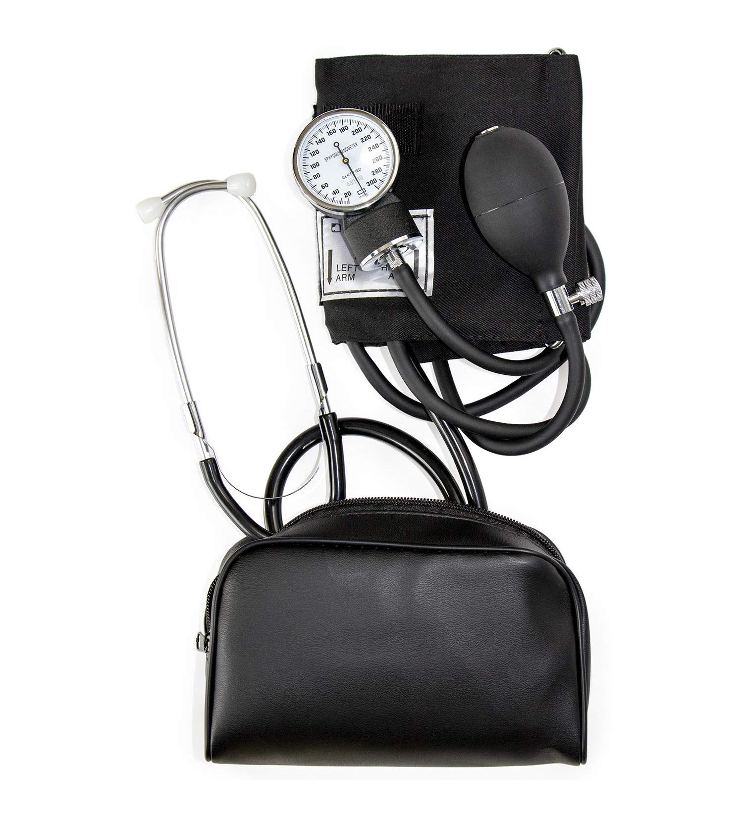HealthSmart Manual Blood Pressure Monitor Kit with Attached Stethoscope - Standard Cuff Size 10-14 Inches, Black, Adult - Buy Online on SooperMarket.com
