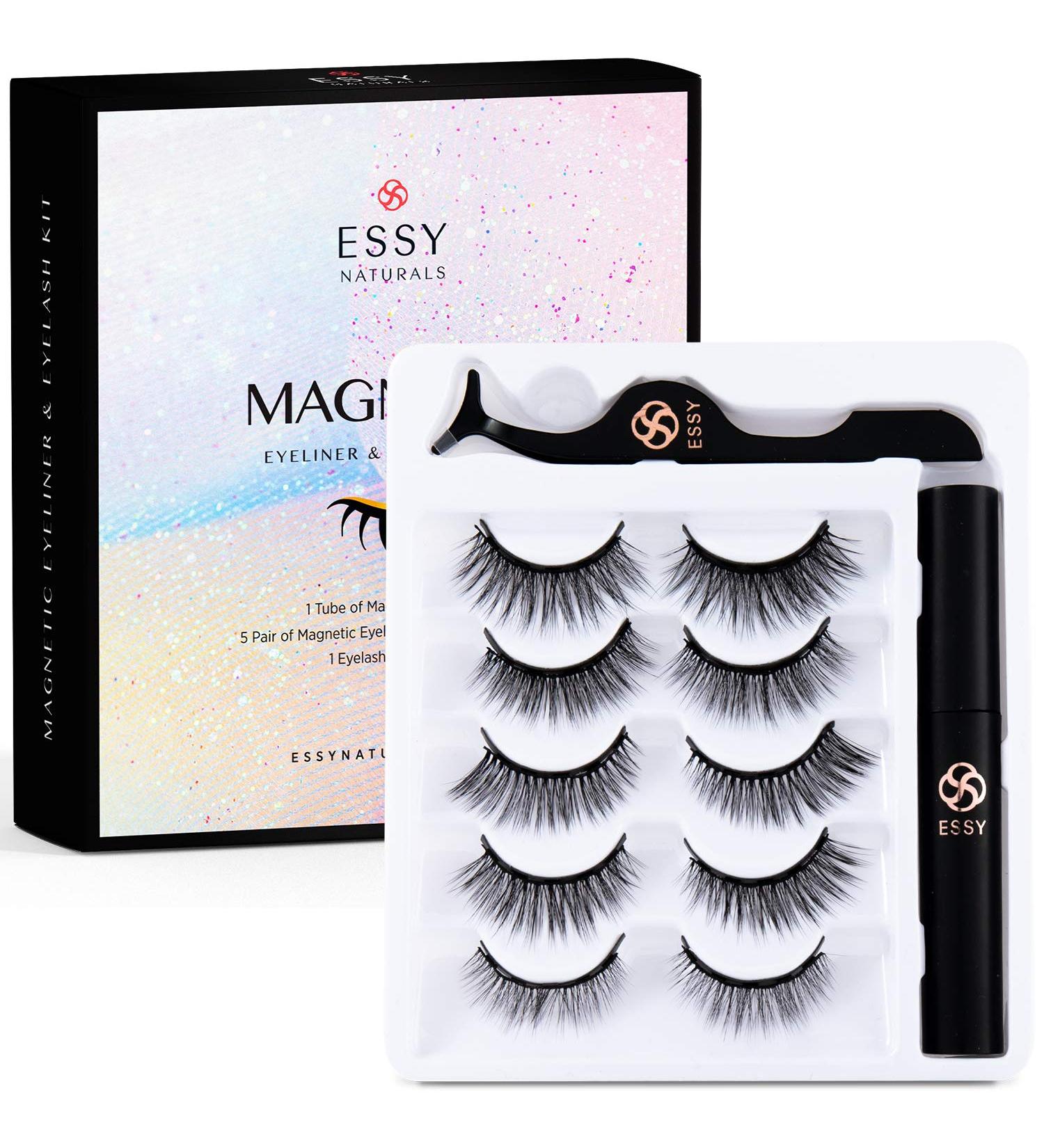 Premium Magnetic Eyelash Kit with 5 Pairs of Reusable Lashes and Advanced Eyeliners - Strong Hold and Easy Application - Buy Online on SooperMarket.com