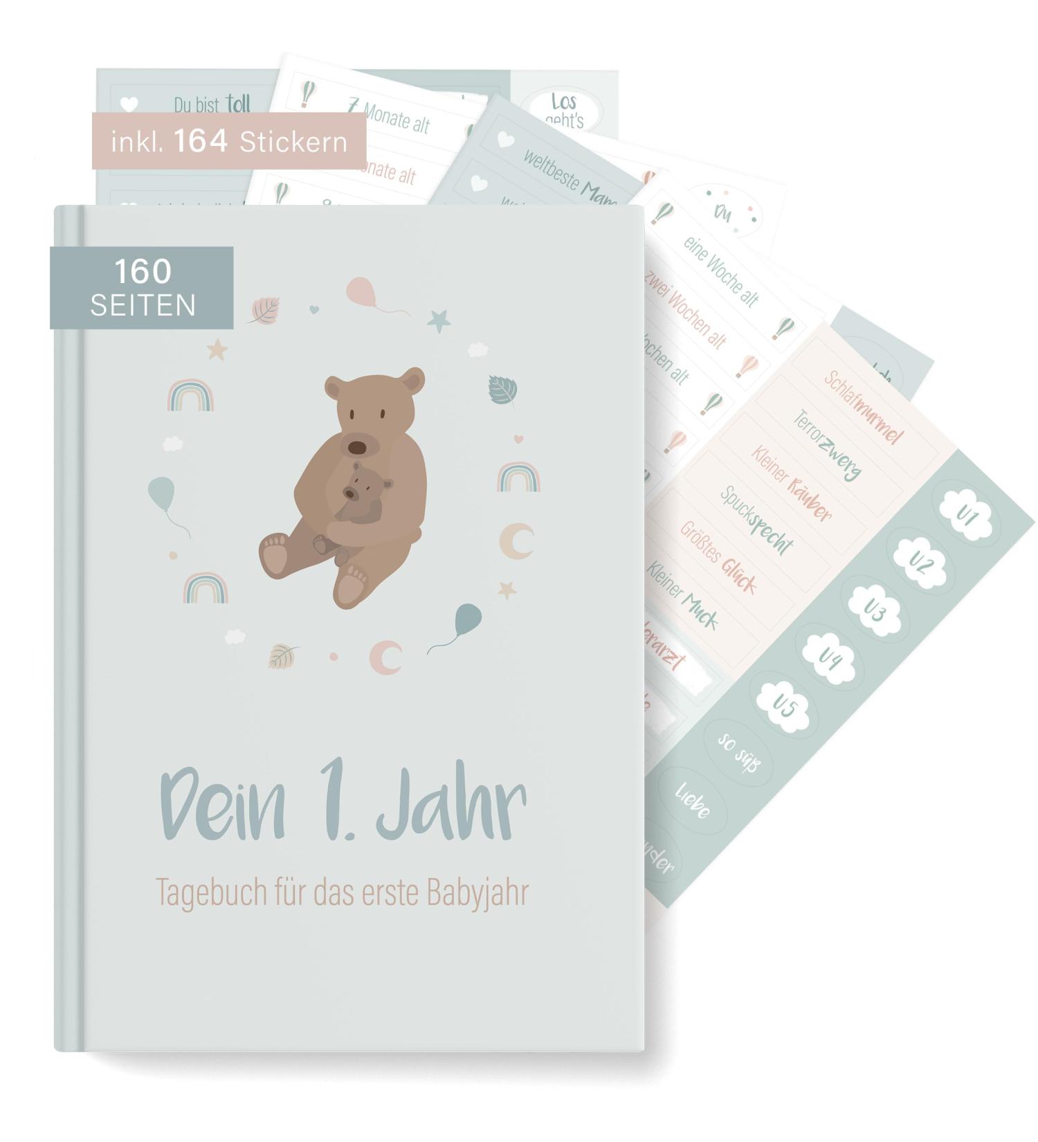 Mintkind Baby Album 'Your First Year of Life' A5 Mint - Customizable Photo Book & Sticker Set | Perfect Baby Gift for Boys & Girls | Ideal Memory Keepsake from 0 Months - Buy Online on SooperMarket.com