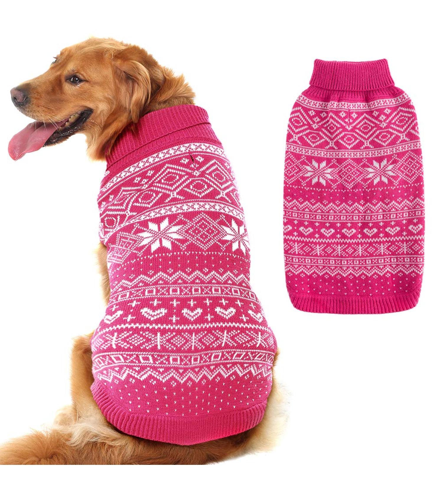 Argyle Dog Sweater - Warm Winter Coat for Small, Medium, and Large Dogs - Pink Pet Clothing for Boys and Girls - Buy Online on SooperMarket.com