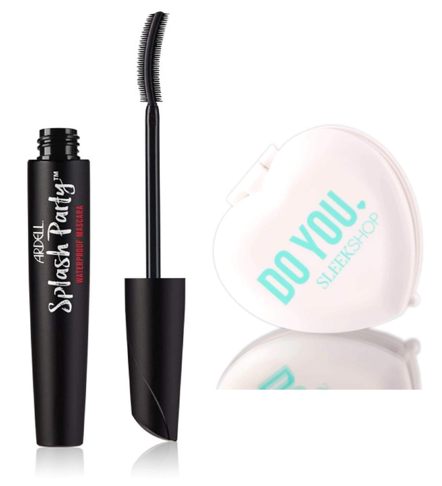 Ardell Professional Premium Splash Party Waterproof Mascara - Noir (w/ Sleek Heart Shaped Travel Mirror) (Top and Bottom Precision Mascara - Ebony) (Splash Party Waterproof Mascara - Noir)