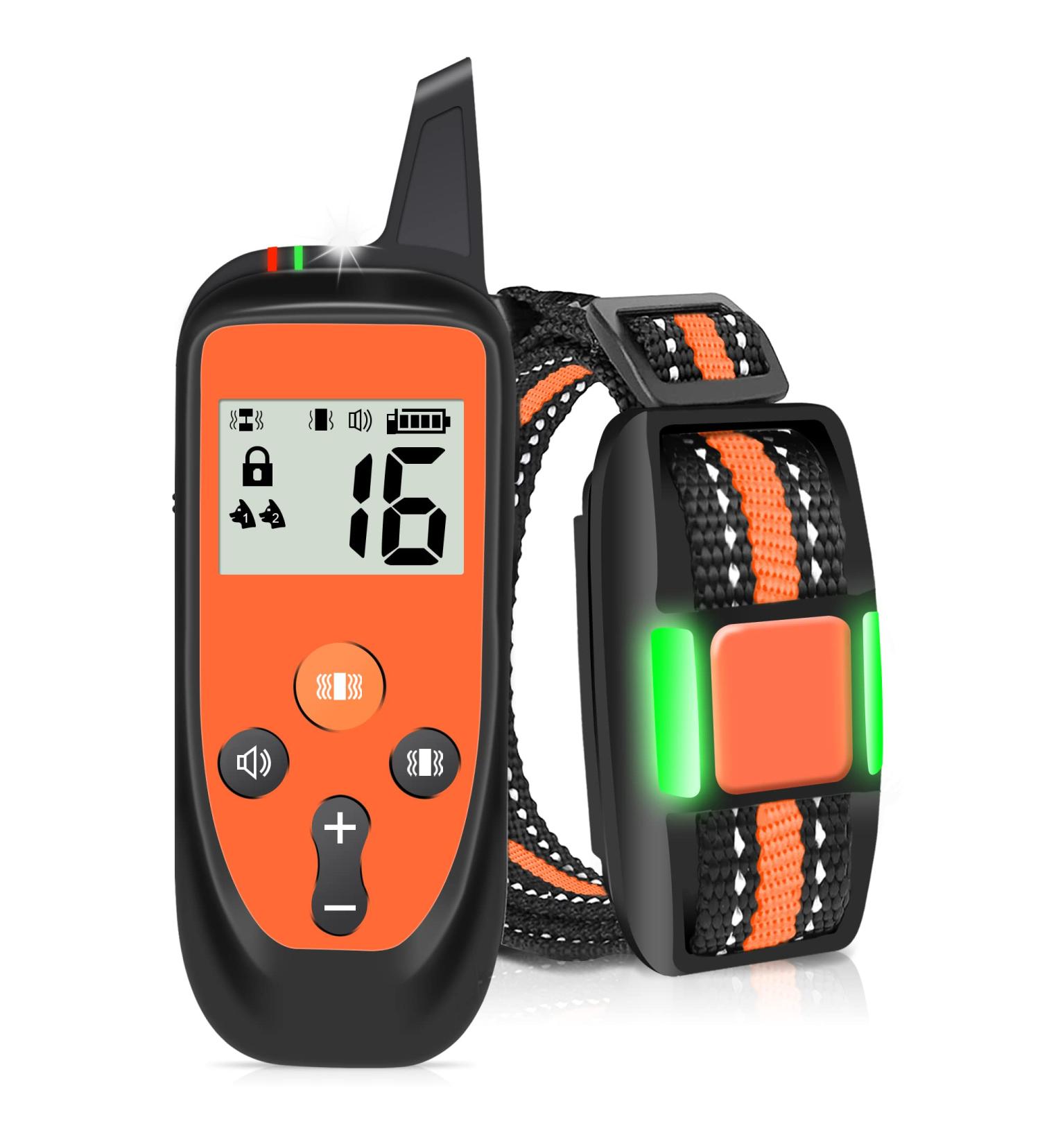 Remote Dog Training Collar with Sound & Vibration Modes - Rechargeable & Waterproof - 1000FT Range - Orange - Buy Online on SooperMarket.com