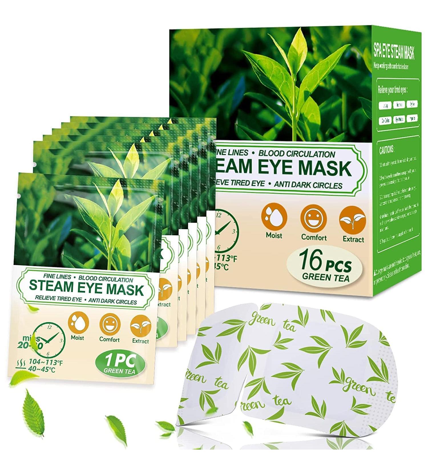 Heated Eye Mask for Fast Dry Eye Relief - 16 Pack Self-Heating Eye Masks - Travel Ready Eye Treatment - Green Tea Scent - Buy Online on SooperMarket.com