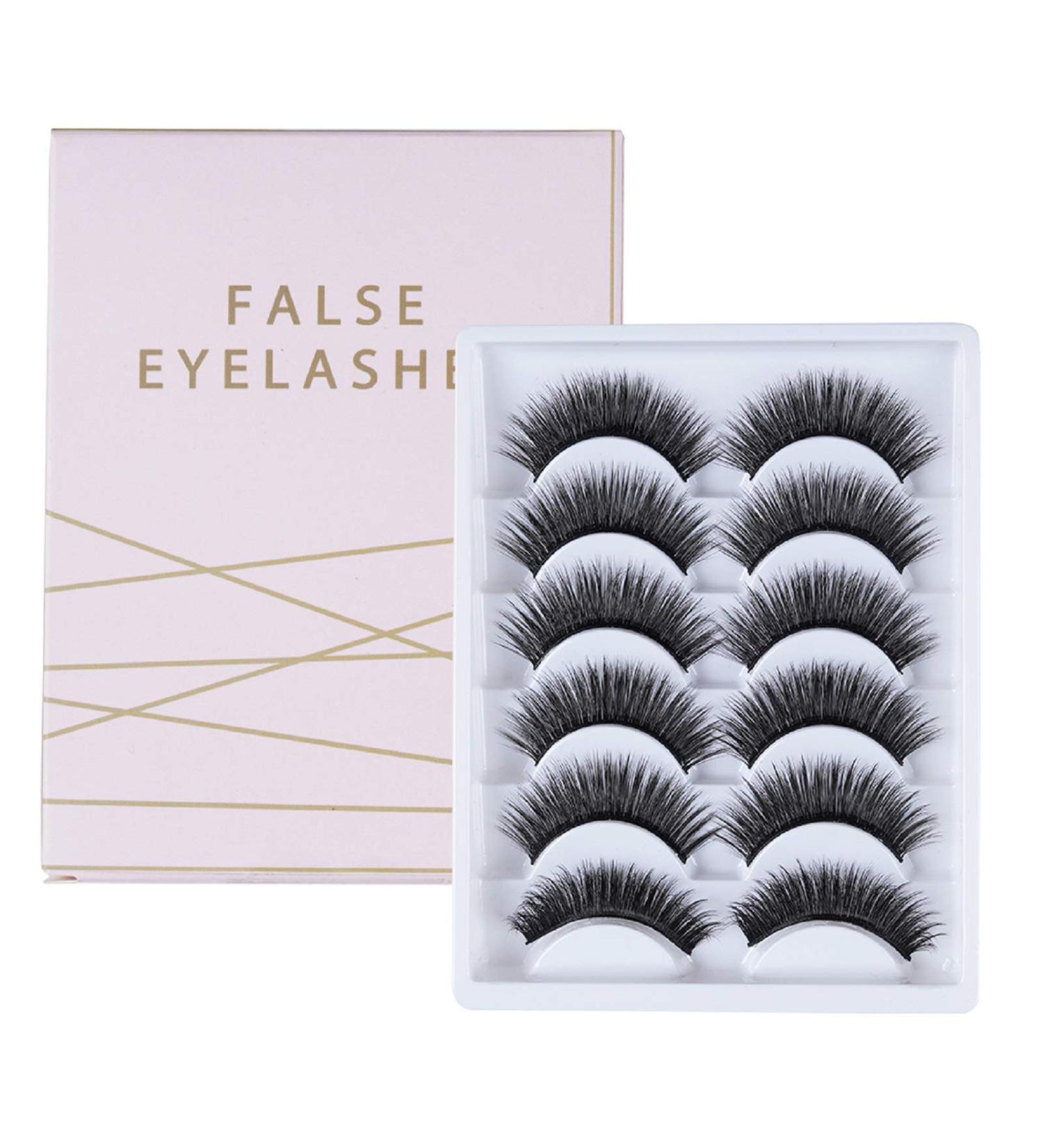 6 Pairs of Natural Fluffy 3D False Eyelashes - Reusable and Long Thick Eyelashes for Makeup Extension - Pack of 1 - Buy Online on SooperMarket.com