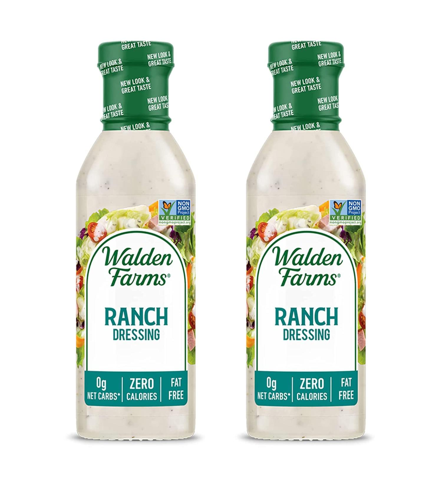 Walden Farms Ranch Dressing 12 oz - Sugar Free, Non-GMO, 0g Net Carbs - 2 Pack 12 Fl Oz Bottle - Fresh & Delicious Salad Topping - Buy Online on SooperMarket.com
