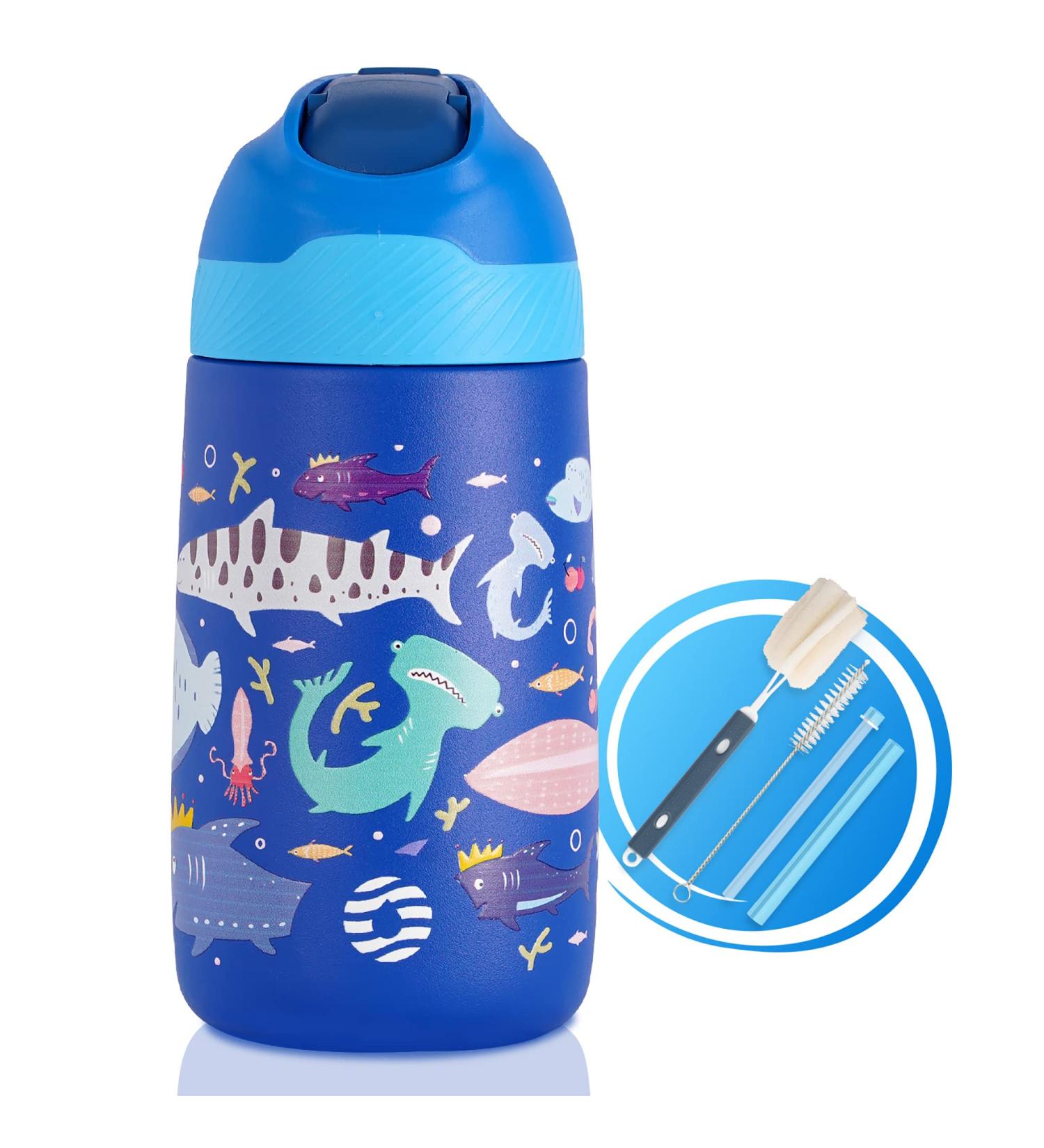 FEIJIAN Kids 12oz Insulated Water Bottle with Straw Lid - BPA-Free Stainless Steel Tumbler for Toddlers - Leak-Proof & Reusable - Ocean Blue - Buy Online on SooperMarket.com