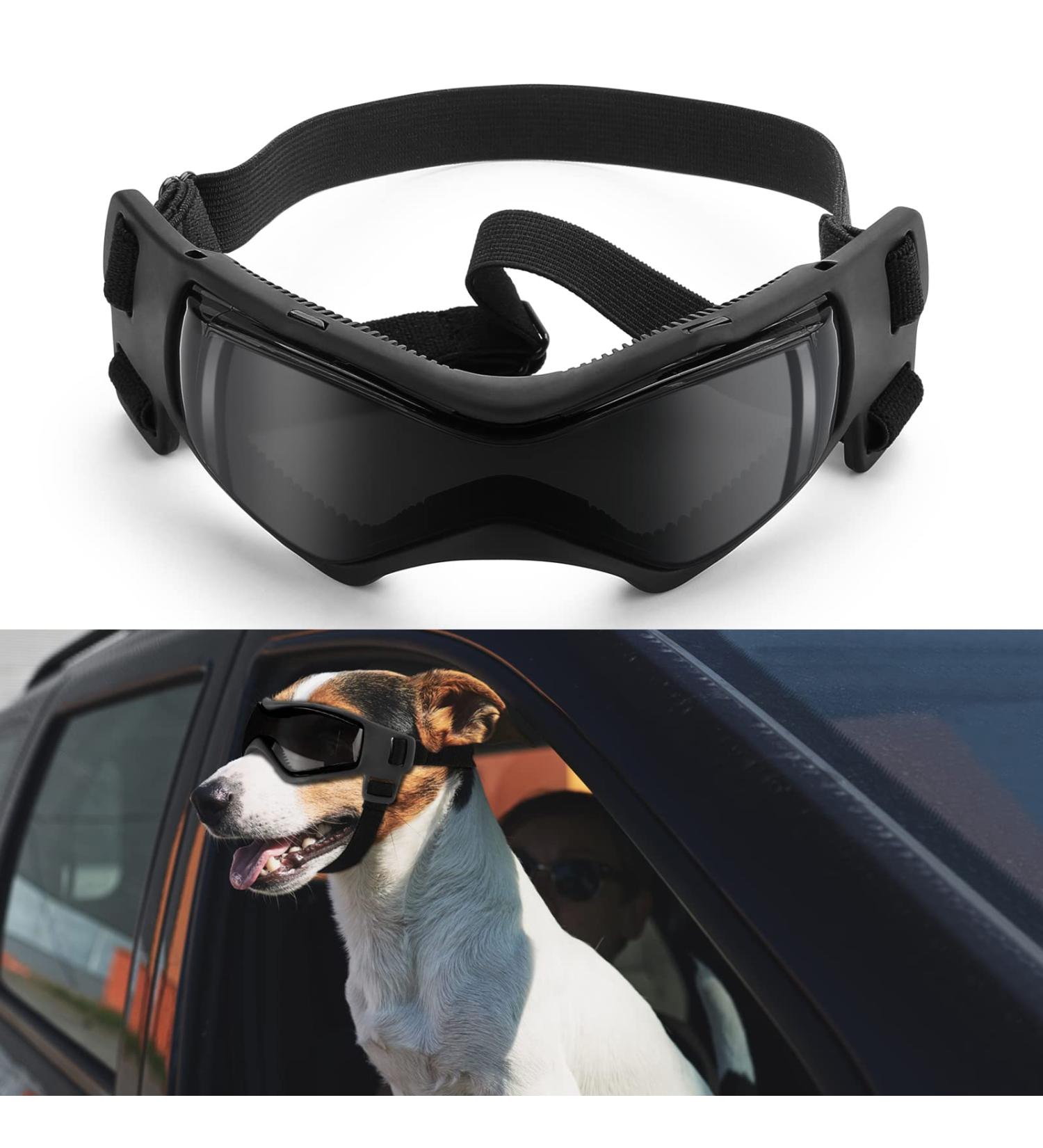 Ownpets Dog Goggles - UV, Snow, Wind, Dust Protection Glasses with Adjustable Strap - Safety Pet Sunglasses for Small and Medium Dogs - Black - Buy Online on SooperMarket.com