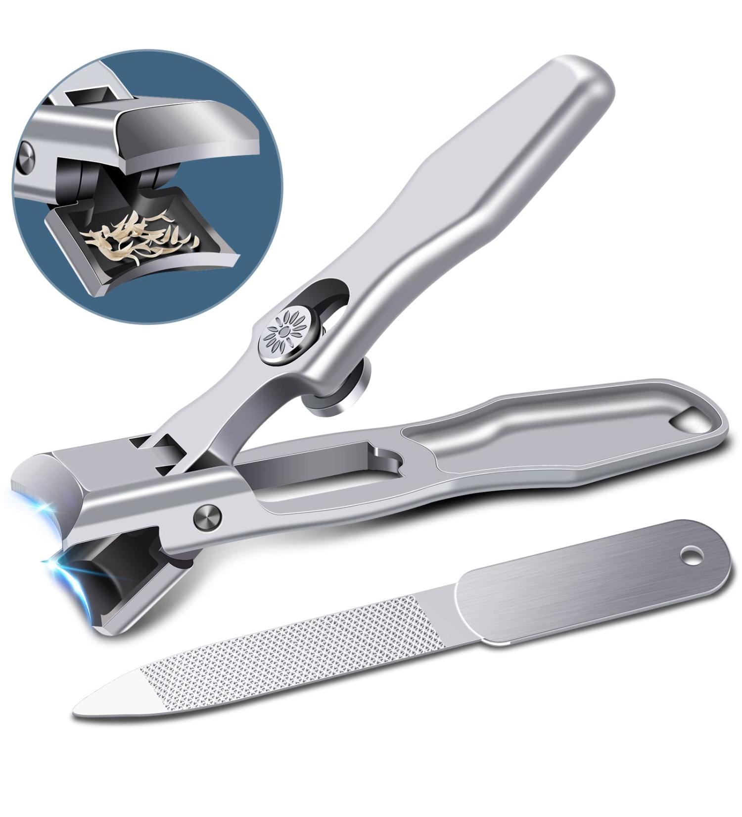 DRMODE Nail Clippers Set - Wide Jaw Opening Toenail Clippers for Thick Nails Stainless Steel Large Nail Clippers with Sharp Curved Blade - Perfect for Men - 2 Pieces - Buy Online on SooperMarket.com