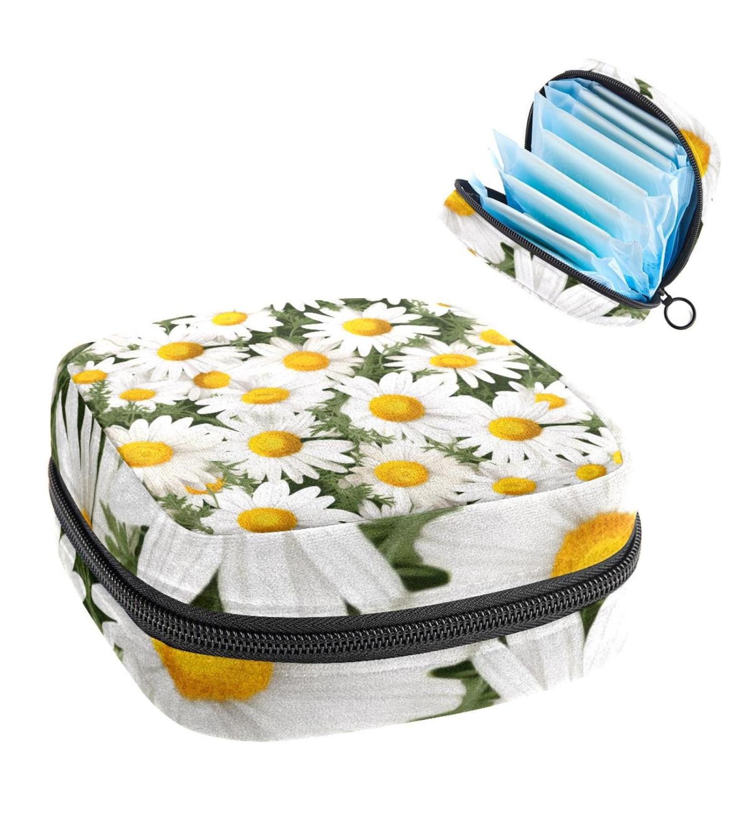 Chamomile Leaf Pattern Sanitary Napkin Storage Bag - Multi-Colored Portable Period Pouch for Women and Girls - Buy Online on SooperMarket.com