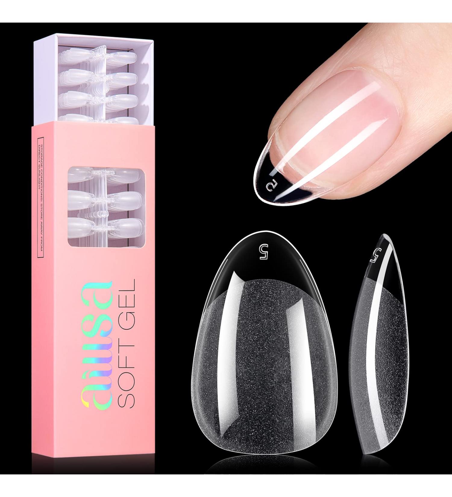 360PCS AILLSA Short Almond Nail Tips - Half Matte Soft Gel False Nails for DIY Press On Extensions - Clear Acrylic Gelly Tips - Valentine's Day Gift - 12 Sizes - Buy Online on SooperMarket.com