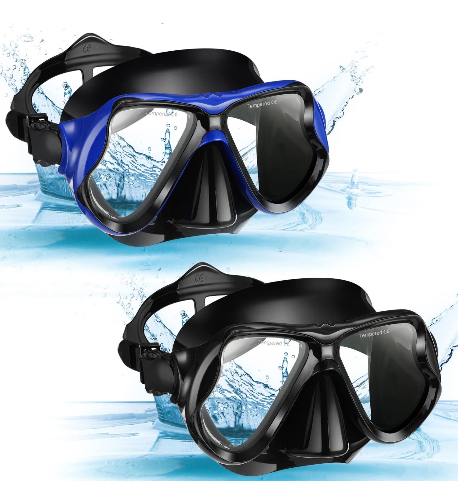 2 Pack Adult Swim Mask with Nose Cover | Anti Fog Tempered Glass Goggles for Diving Snorkeling - Buy Online on SooperMarket.com