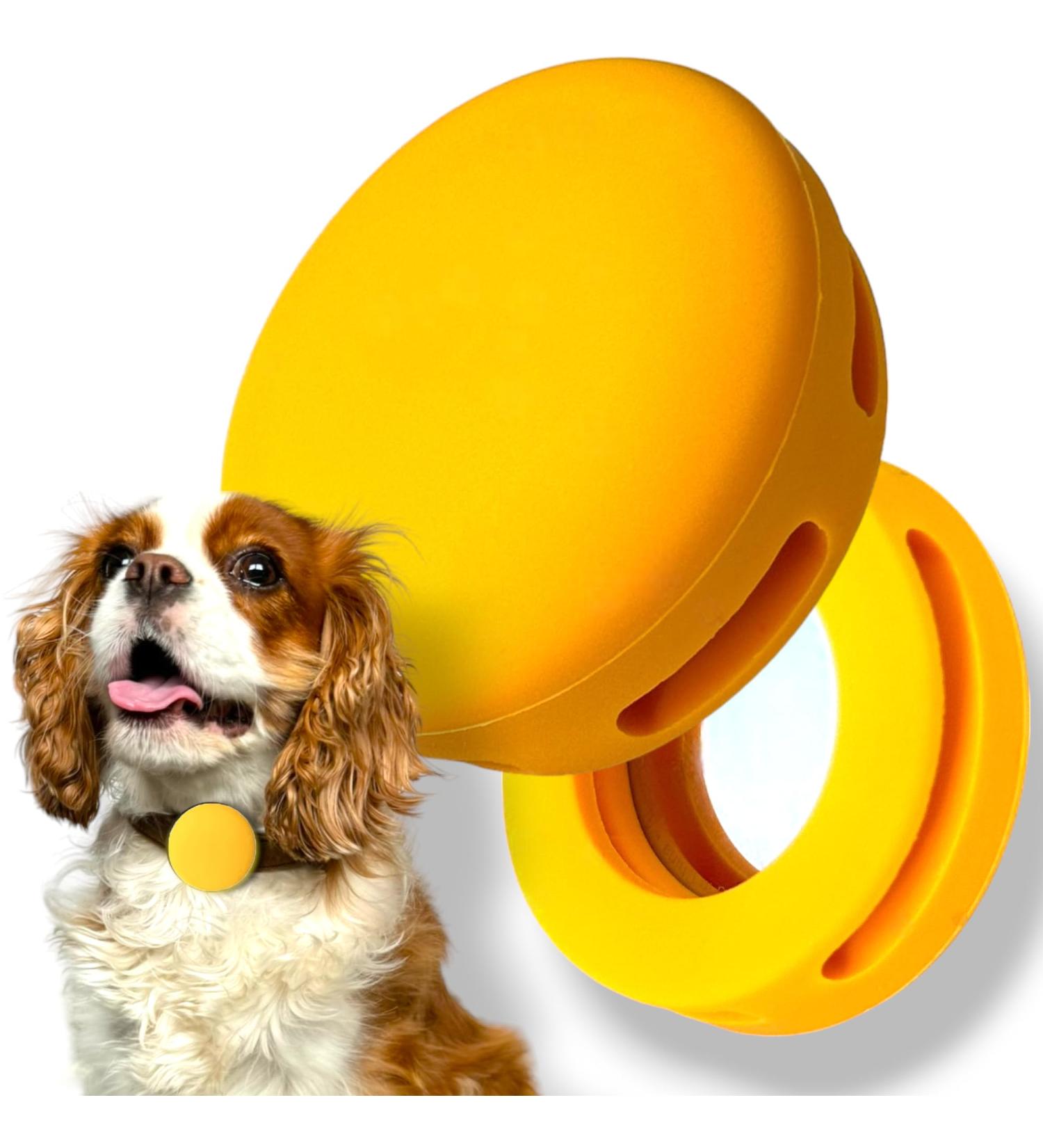 Moosh Silicone Airtag Holder for Dogs & Cats | Stylish & Safe Pet Tracker | Yellow Pet Accessory - Buy Online on SooperMarket.com
