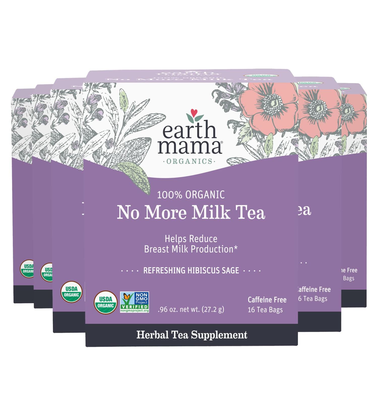 Earth Mama Organic No More Milk Tea 16-Count Box (6-Pack) | Breastmilk Production Reduction Tea for Weaning - Buy Online on SooperMarket.com