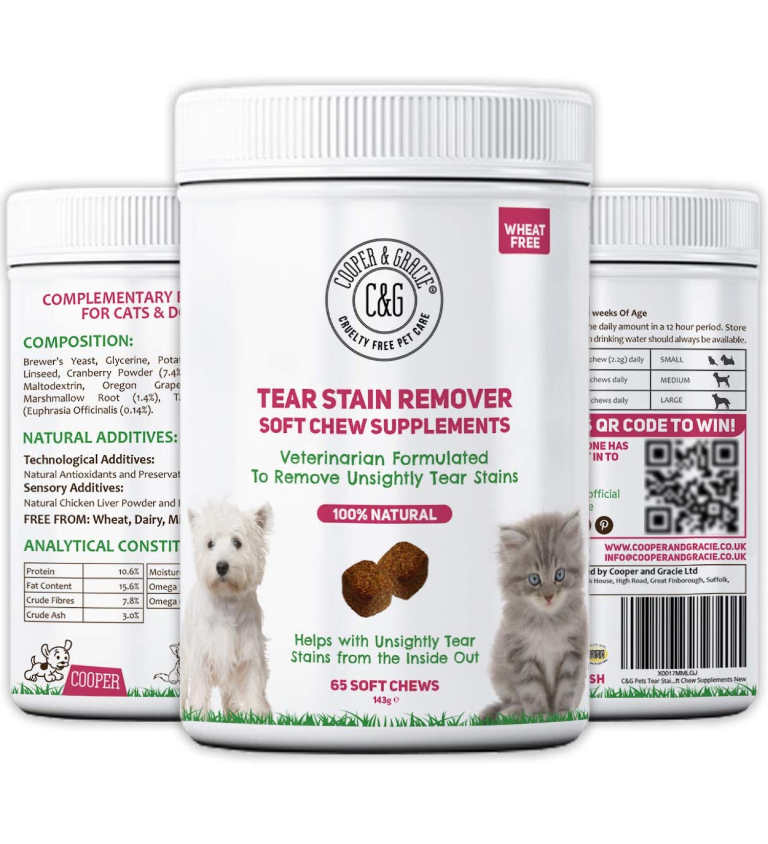 Tear Stain Remover Supplement 65 Soft Chews | Removes Tear Stains | Stimulates Immune System | Antioxidants | Resist Allergens | Veterinarian Formulated - Buy Online on SooperMarket.com