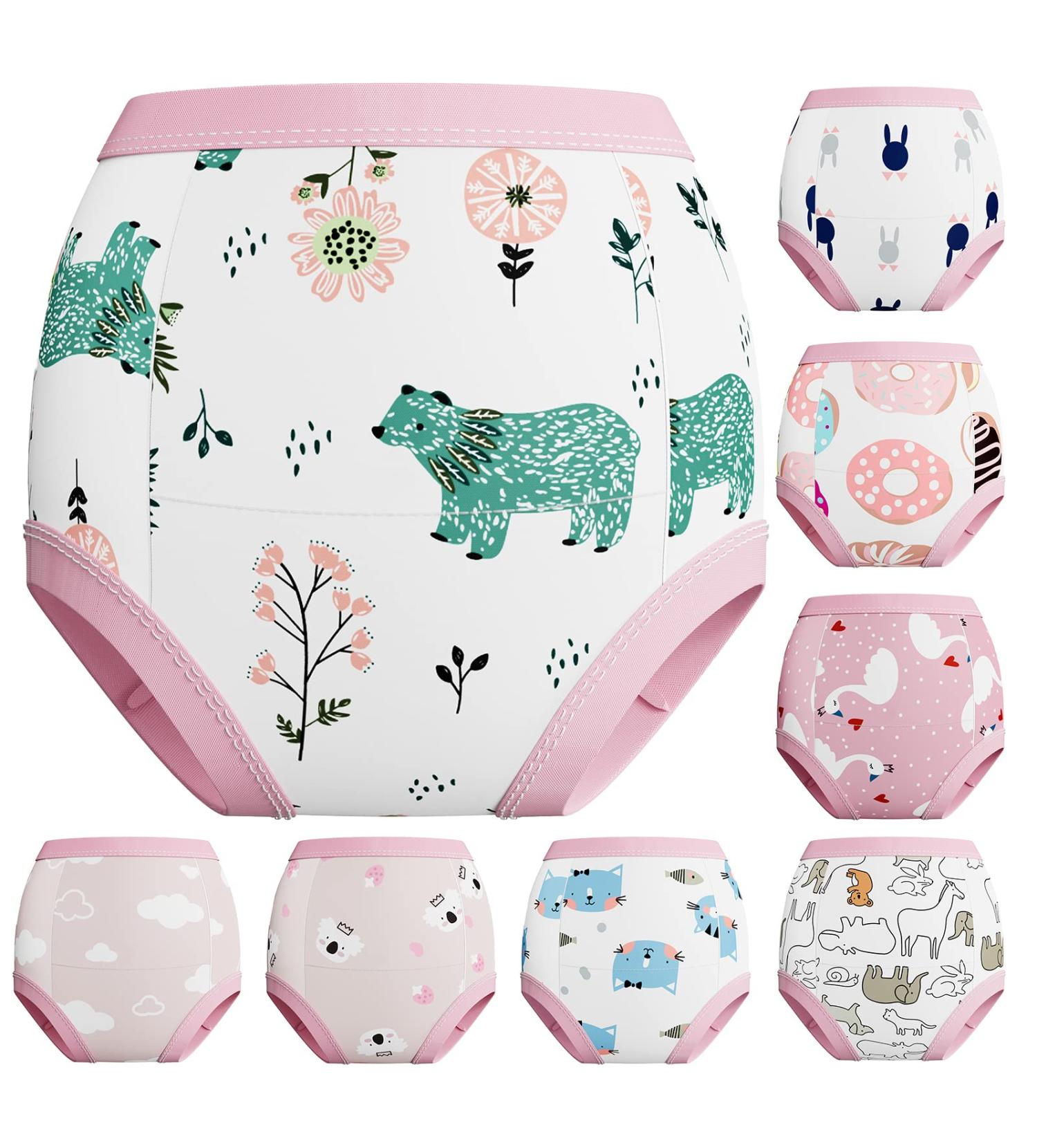 Yufanlili 8 Pack Baby Potty Training Underwear Cotton Toddler Absorbent Training Pants Toddlers Pee Training Diaper Underwear 2T-3T Pink 2-3T Pink - Buy Online on SooperMarket.com