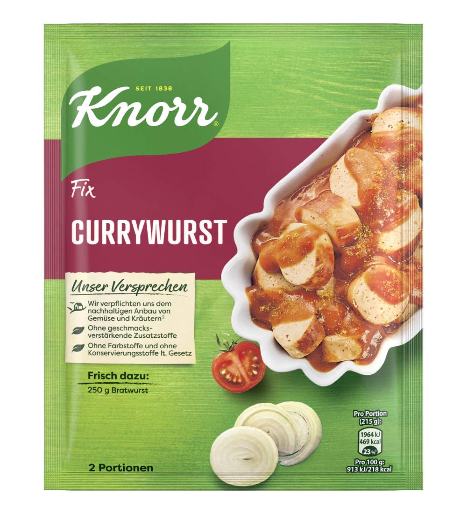 Buy Knorr Fix Currywurst Seasoning Mix (36g) - Authentic Spicy Bratwurst Flavor No Additives - Buy Online on SooperMarket.com