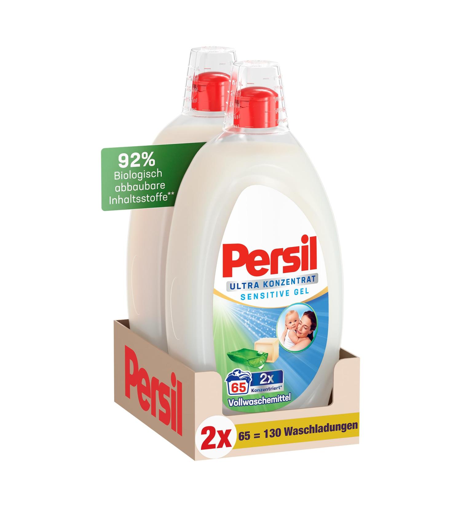 Persil Ultra Concentrate Sensitive Gel - 130 Wash Loads Liquid Detergent for Allergy Sufferers & Babies | Eco-Friendly Stain Remover Dermatologically Tested - Buy Online on SooperMarket.com