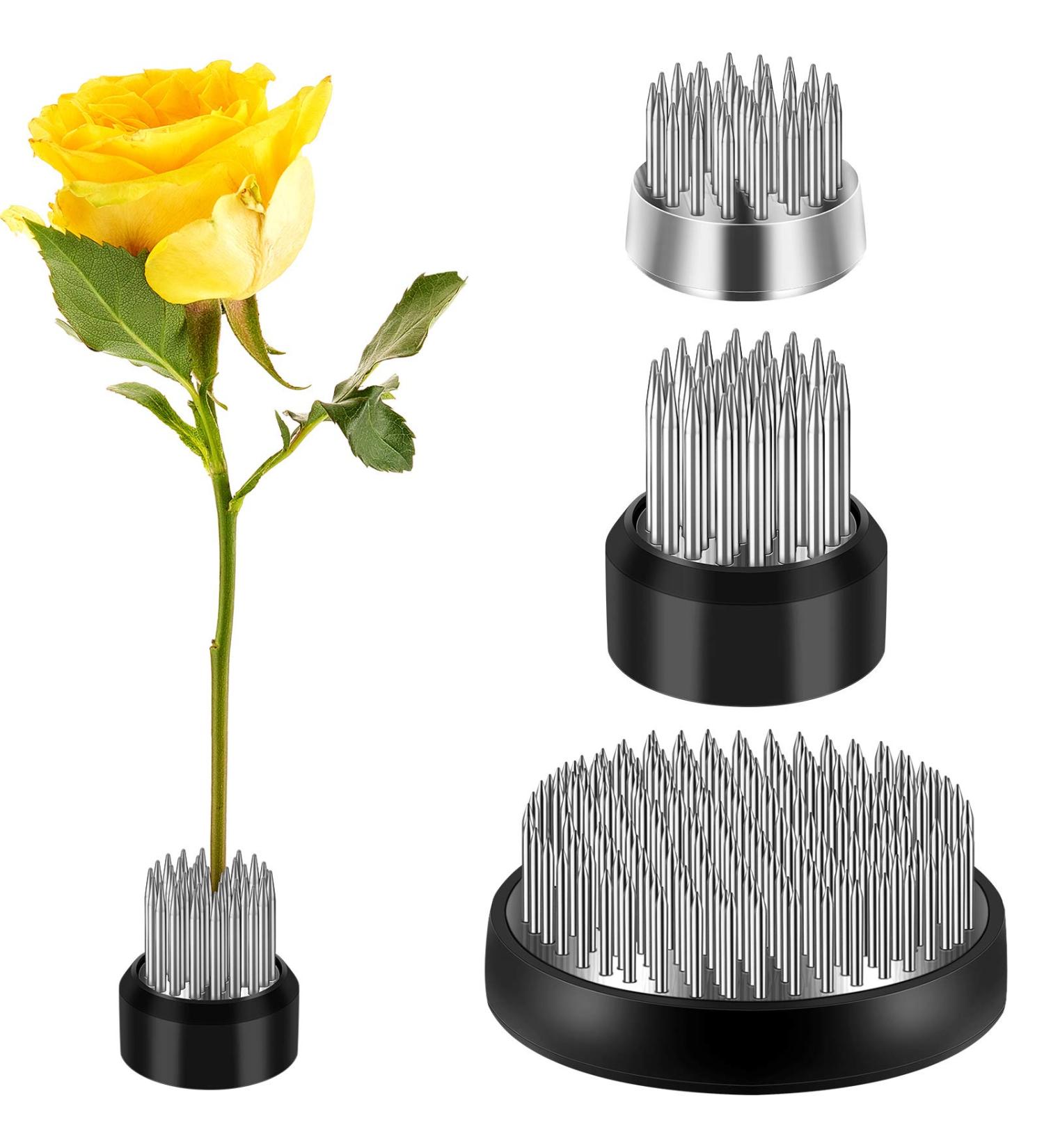 3-Piece Silver Japanese Flower Holder Set for Floral Arrangements and Plant Fixation - Buy Online on SooperMarket.com