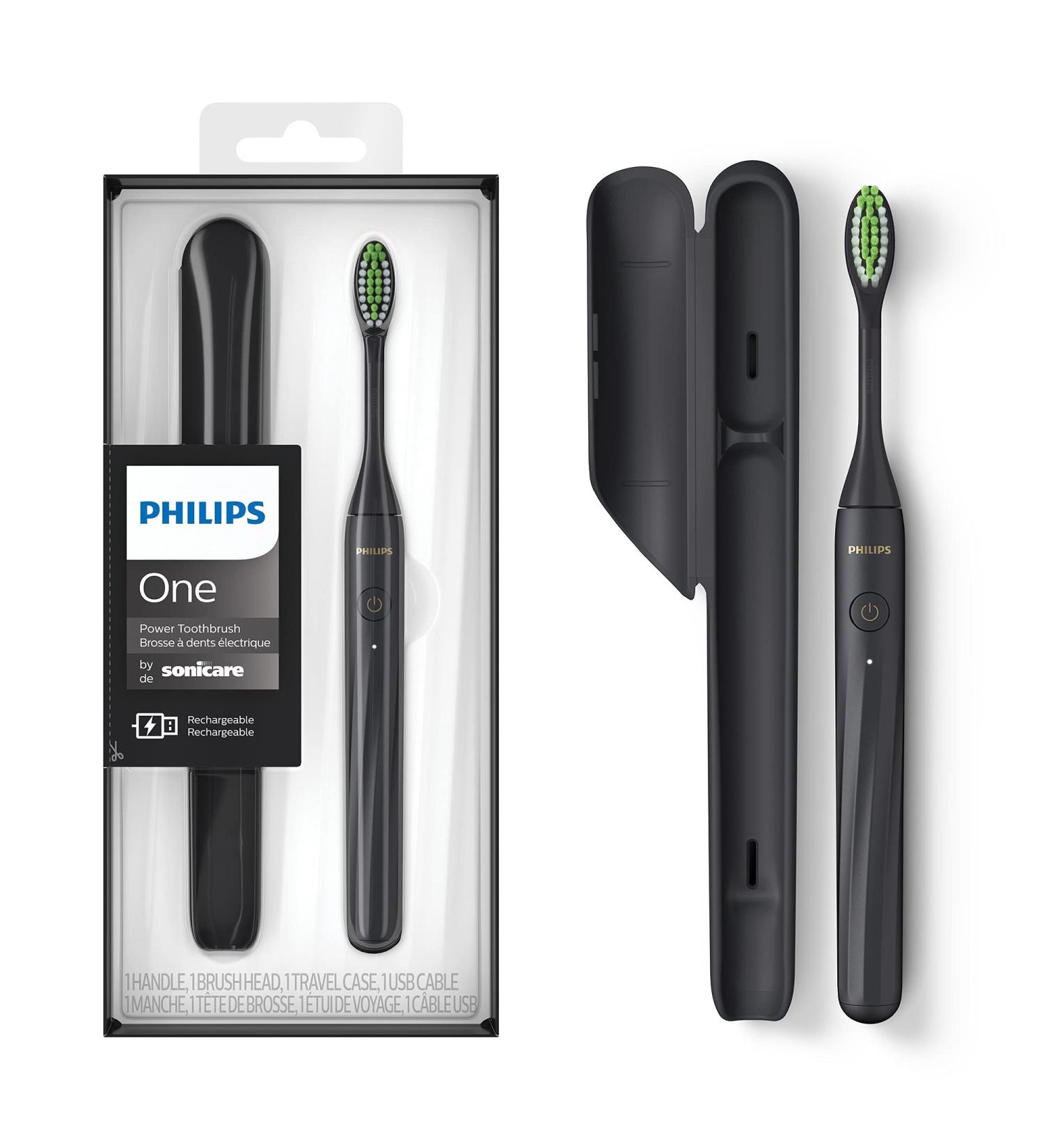 Philips One by Sonicare Rechargeable Toothbrush - Shadow Black HY1200/06 - Buy Online on SooperMarket.com