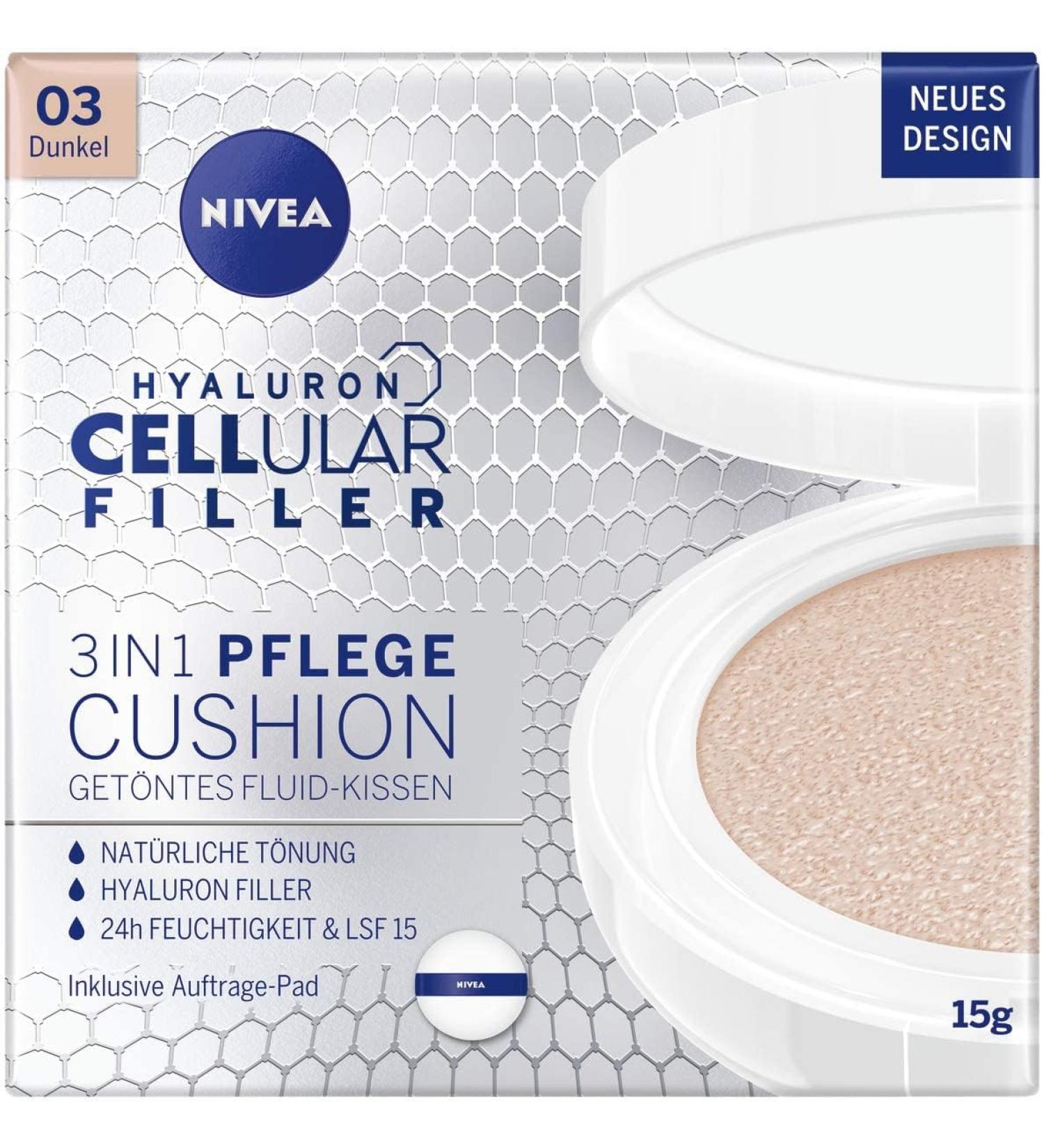 NIVEA 3in1 Anti-Age Care Cushion for natural tint and moisture for darker skin types 15 g (1 pack) 15 ml (1 pack)