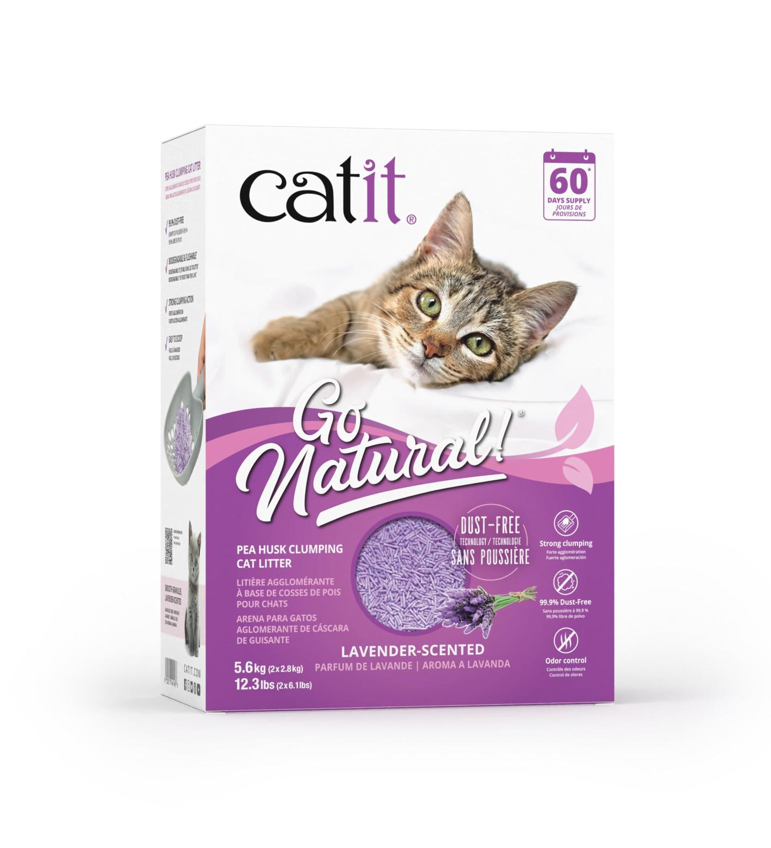 Catit Go Natural! Clumping Cat Litter with Lavender Scent - Eco-Friendly Pea Pod Formula 2 x 2.8 kg (5.6 kg) - International Shipping Available - Buy Online on SooperMarket.com