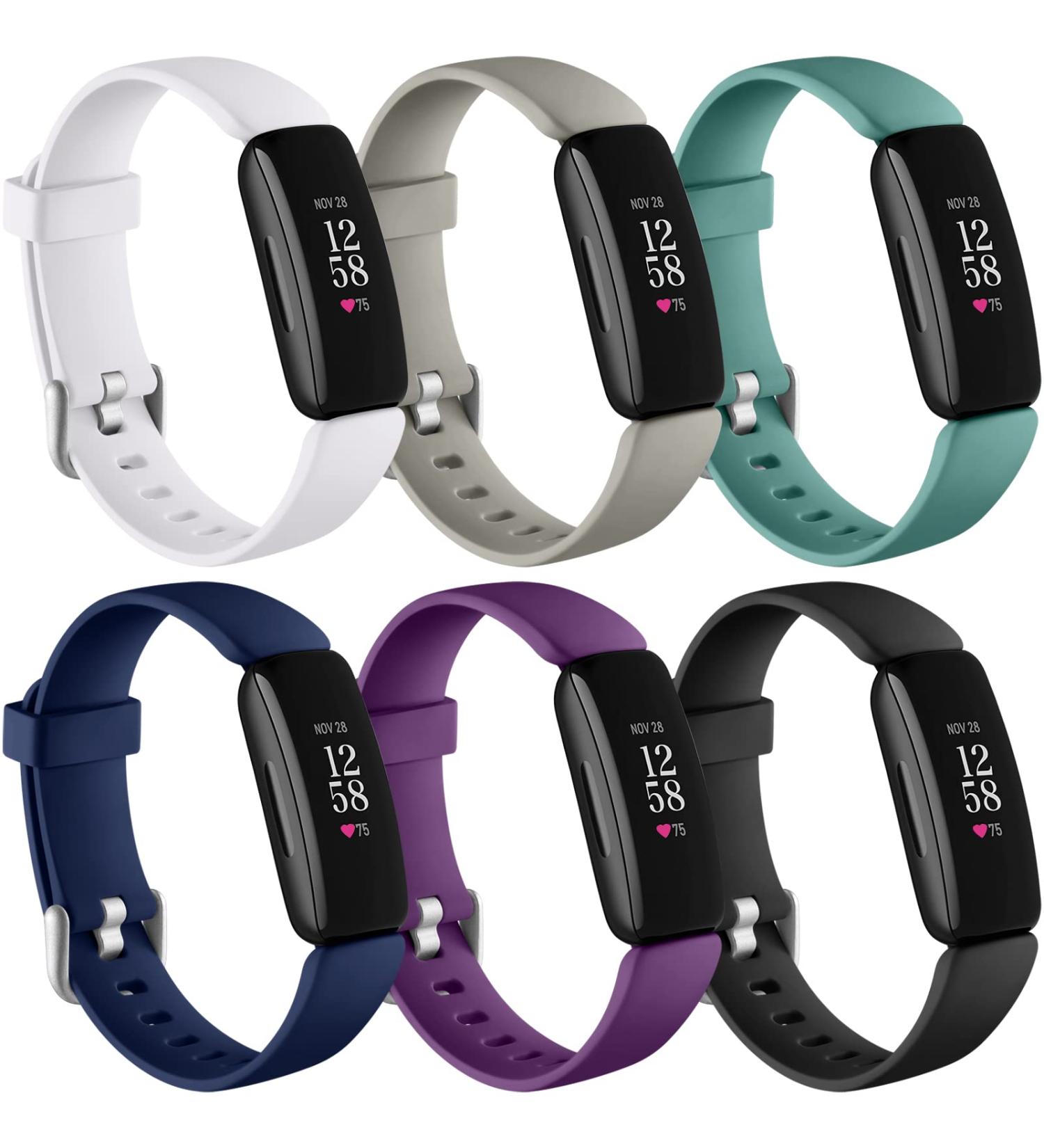 Keponew Fitbit Inspire 2 Bands 6-Pack Small: Black/Gray/White/Blue/Plum/Pine Green - Sport Wristband Replacement for Men and Women - Buy Online on SooperMarket.com