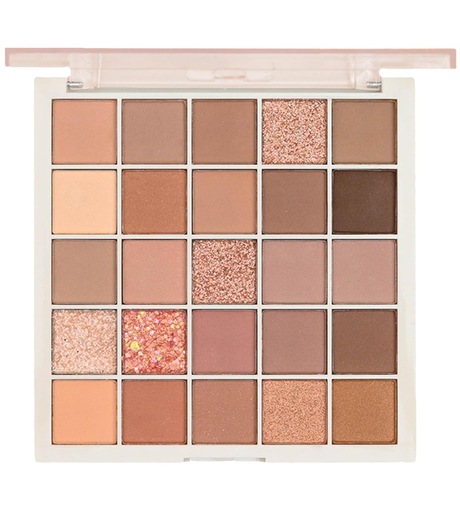 Nude Pink Brown Eyeshadow Palette - 25 Colors, Matte & Shimmer, Highly Pigmented, Hypoallergenic Eye Makeup - Oatmeal Milk Tea - Buy Online on SooperMarket.com