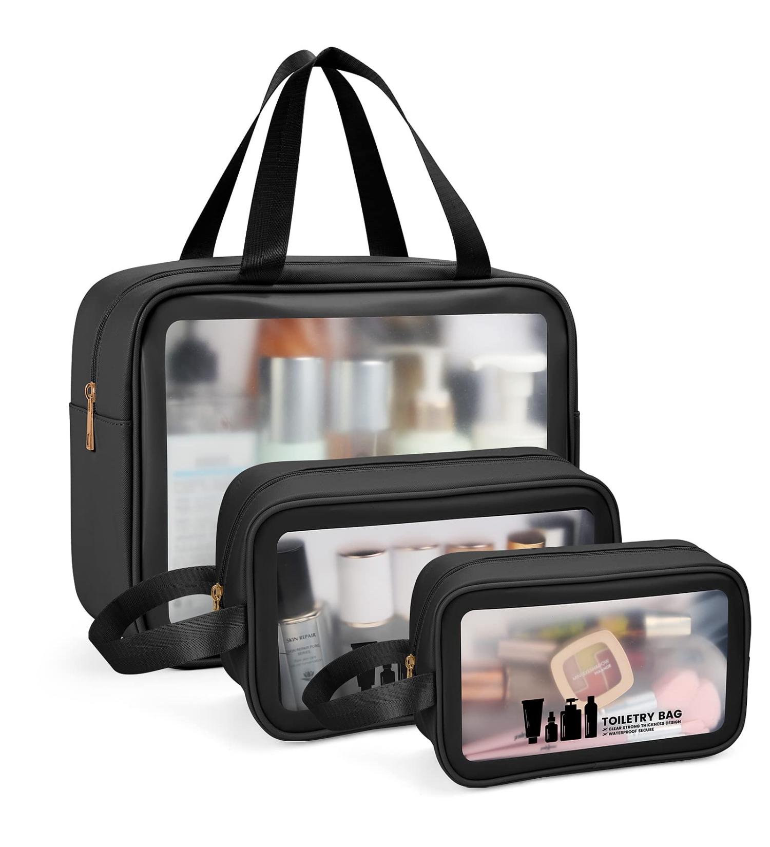 MAANGE Translucent Waterproof Toiletry Bag for Women Men - Travel Makeup Organizer in Black - Buy Online on SooperMarket.com