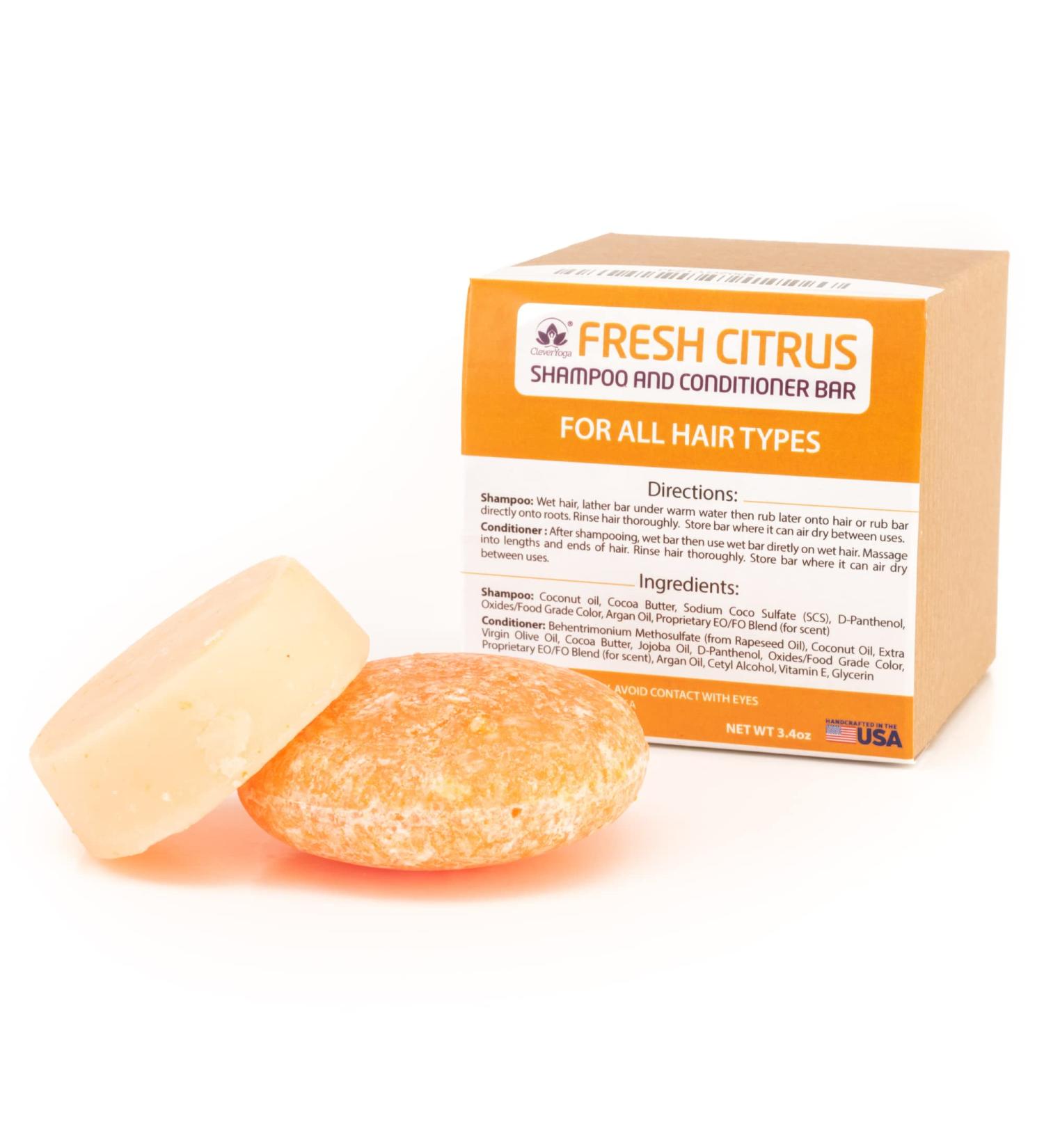 Fresh Citrus Shampoo and Conditioner Bar Set - 100% Natural, Vegan, Eco Friendly - Handmade in USA by Clever Yoga - Buy Online on SooperMarket.com