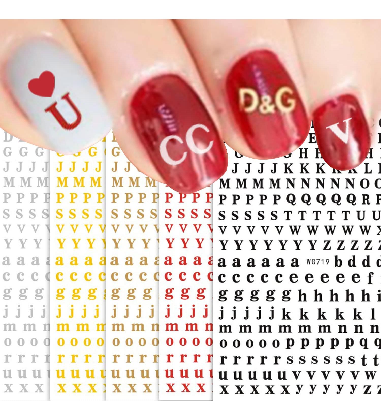JMEOWIO Letters Nail Art Stickers Decals - 8 Sheets Self Adhesive English Alphabet Design for DIY Nail Decoration | Women Girls - Buy Online on SooperMarket.com