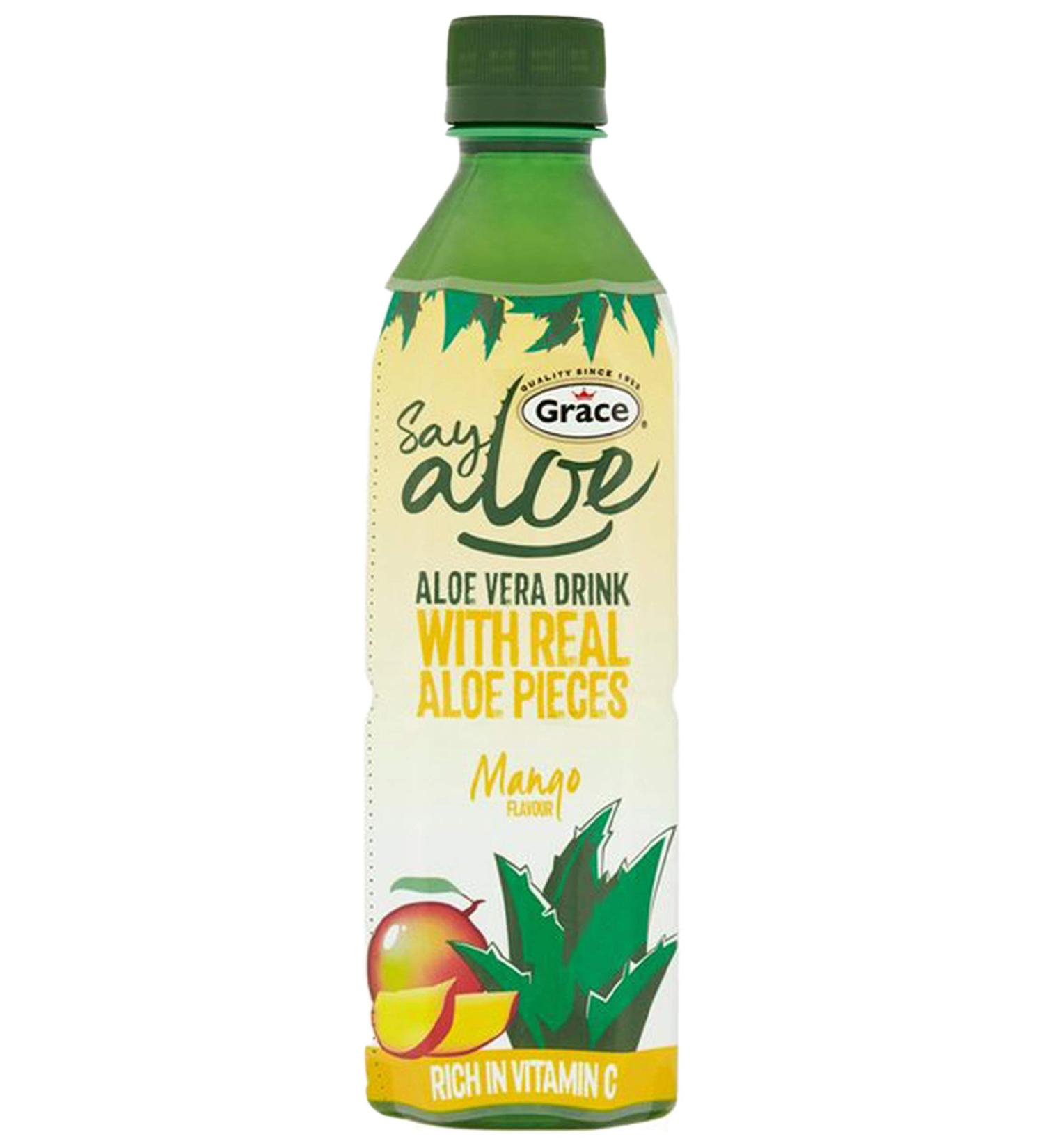 12 x 500ml Real Aloe Vera Soft Drink Juice Vitamin C Mineral Mango