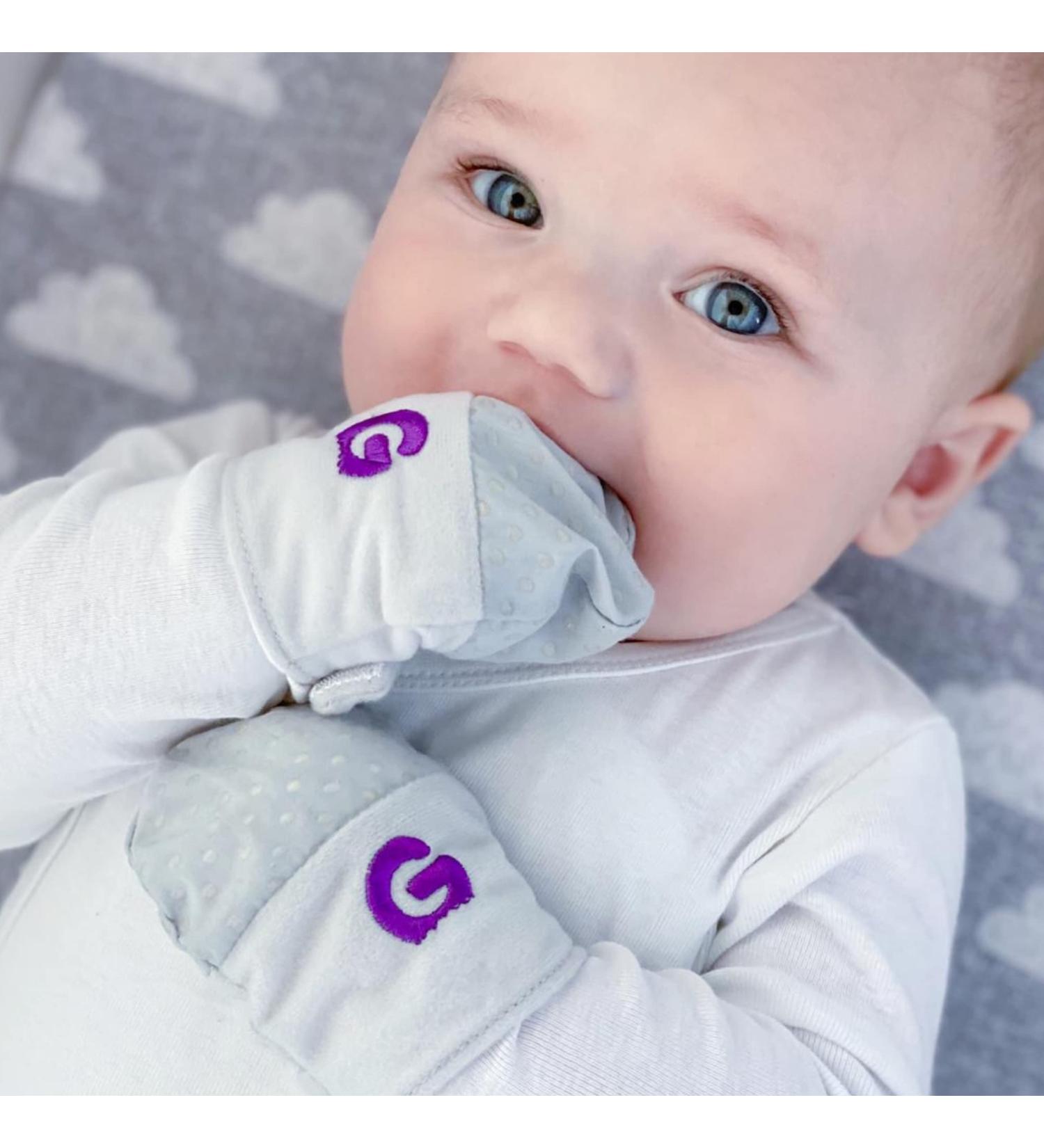 Gummee Baby Scratch Mittens - Adjustable Cotton Baby Mittens 0-3 Months - Grey Newborn Essentials - Buy Online on SooperMarket.com