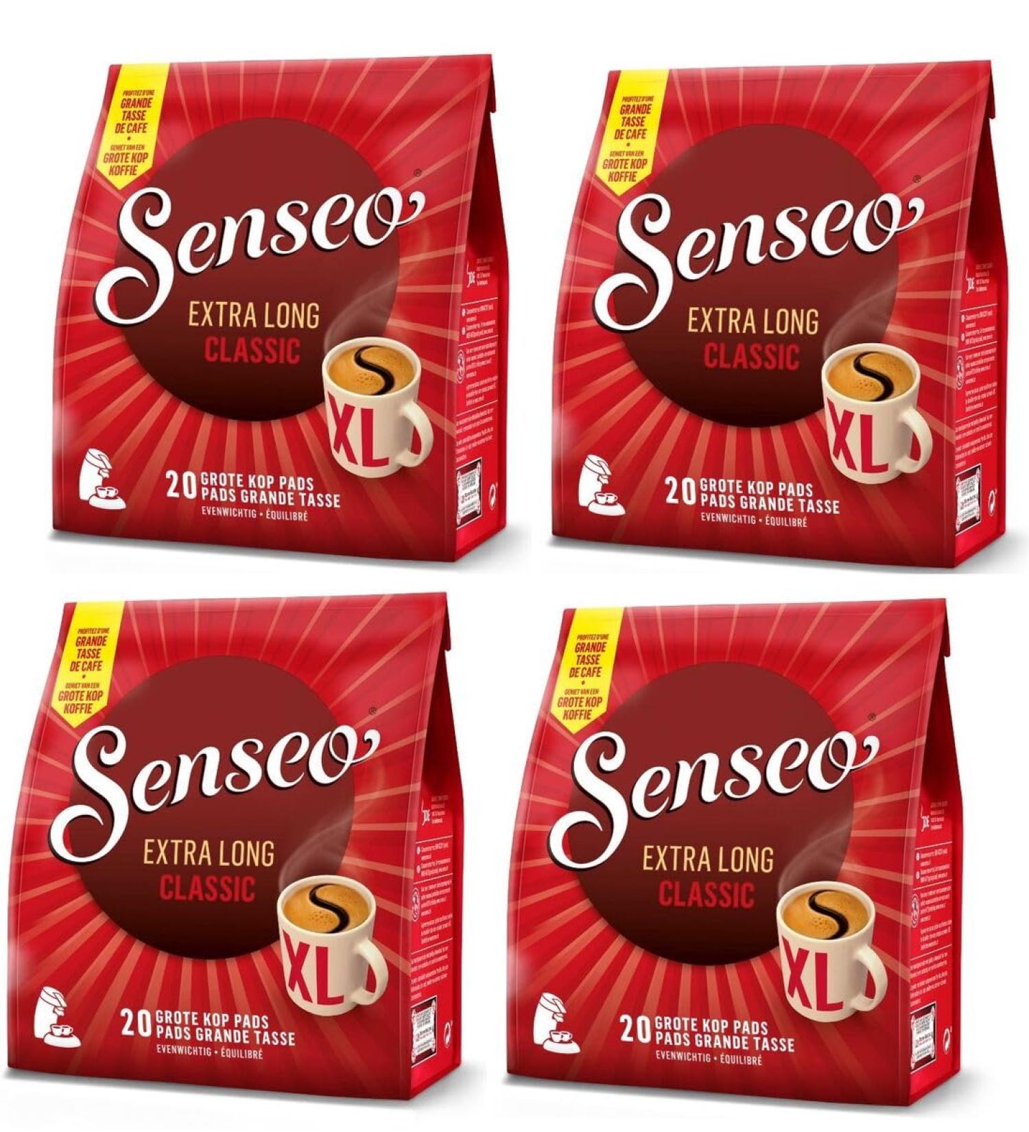 4 x Senseo Extra Long Classic Mug Size 20 Pads (80 Pads) Medium/Regular Roast - Buy Online on SooperMarket.com