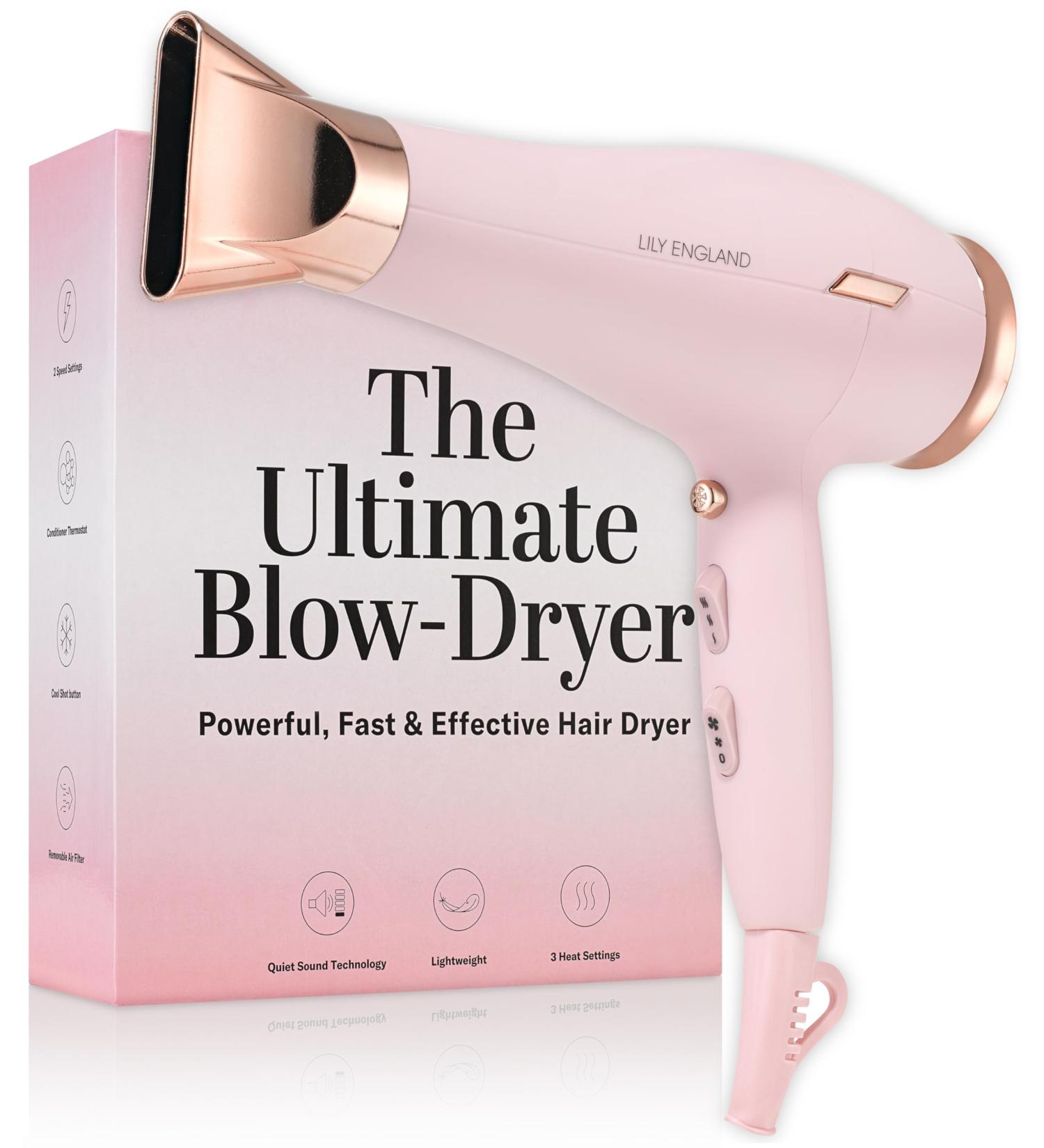 Pink 1800w Hair Dryer for Women - Lightweight & Fast Drying - Lily England Hairdryers (UK Plug) - Buy Online on SooperMarket.com
