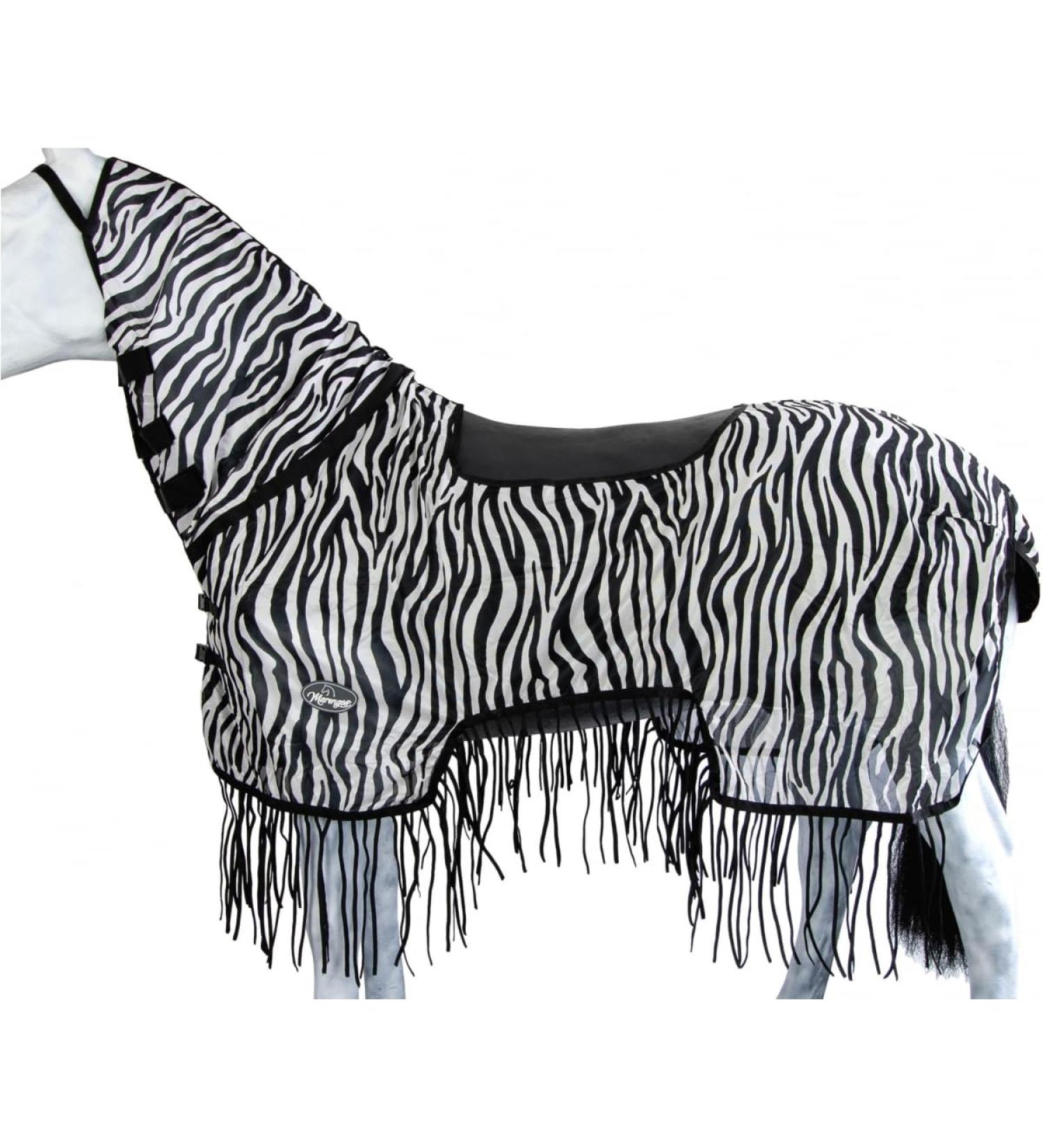 Marengos Zebra Fly Outdoor Ceiling Blanket | Insect Protection | Saddle Cutout & Neck Part | Fine-Meshed Design | Black & White | 125 cm - Buy Online on SooperMarket.com