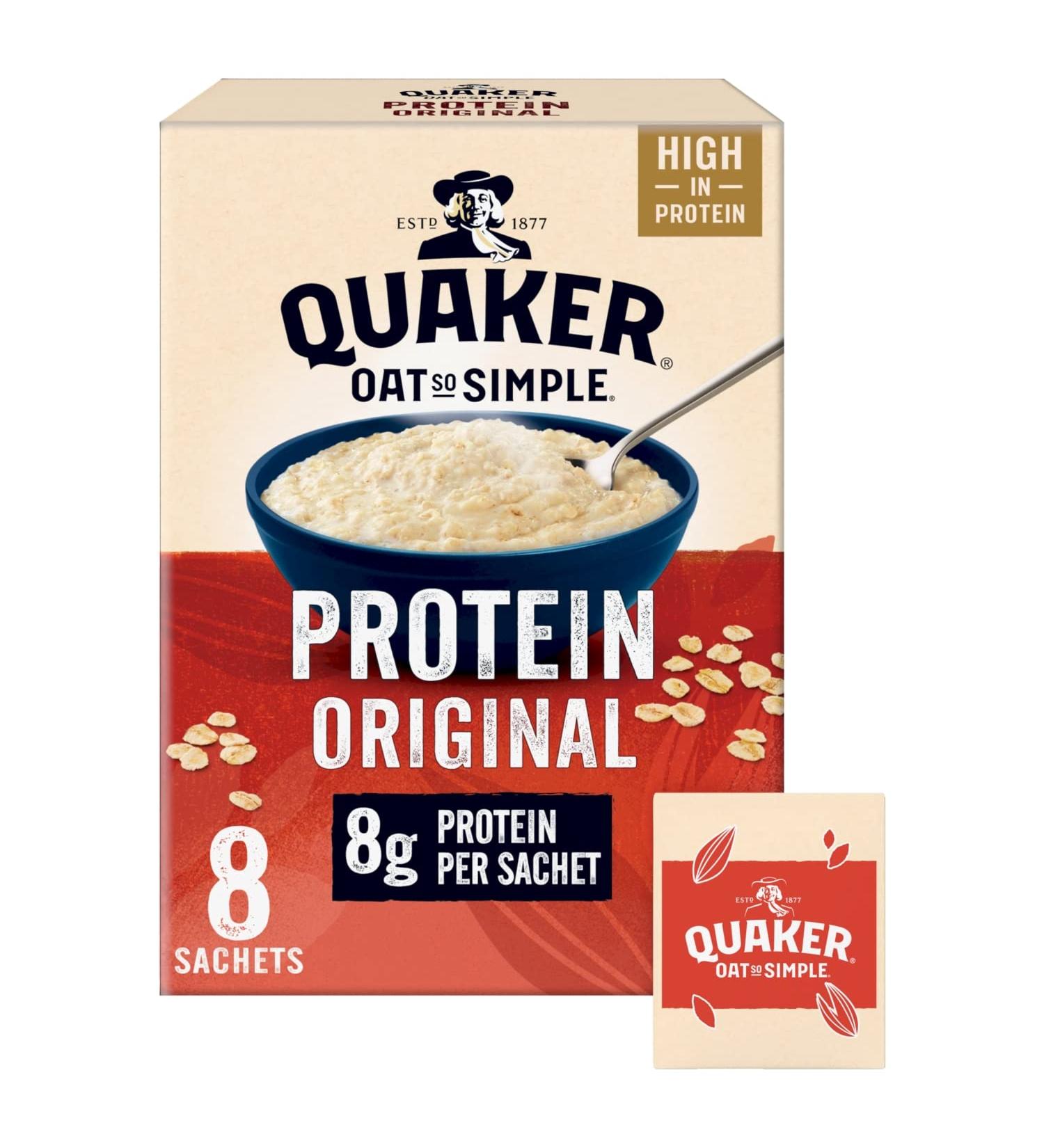 Quaker Oat So Simple Protein Original Porridge 8 x 37.7g - Pack of 1 - Buy Online on SooperMarket.com
