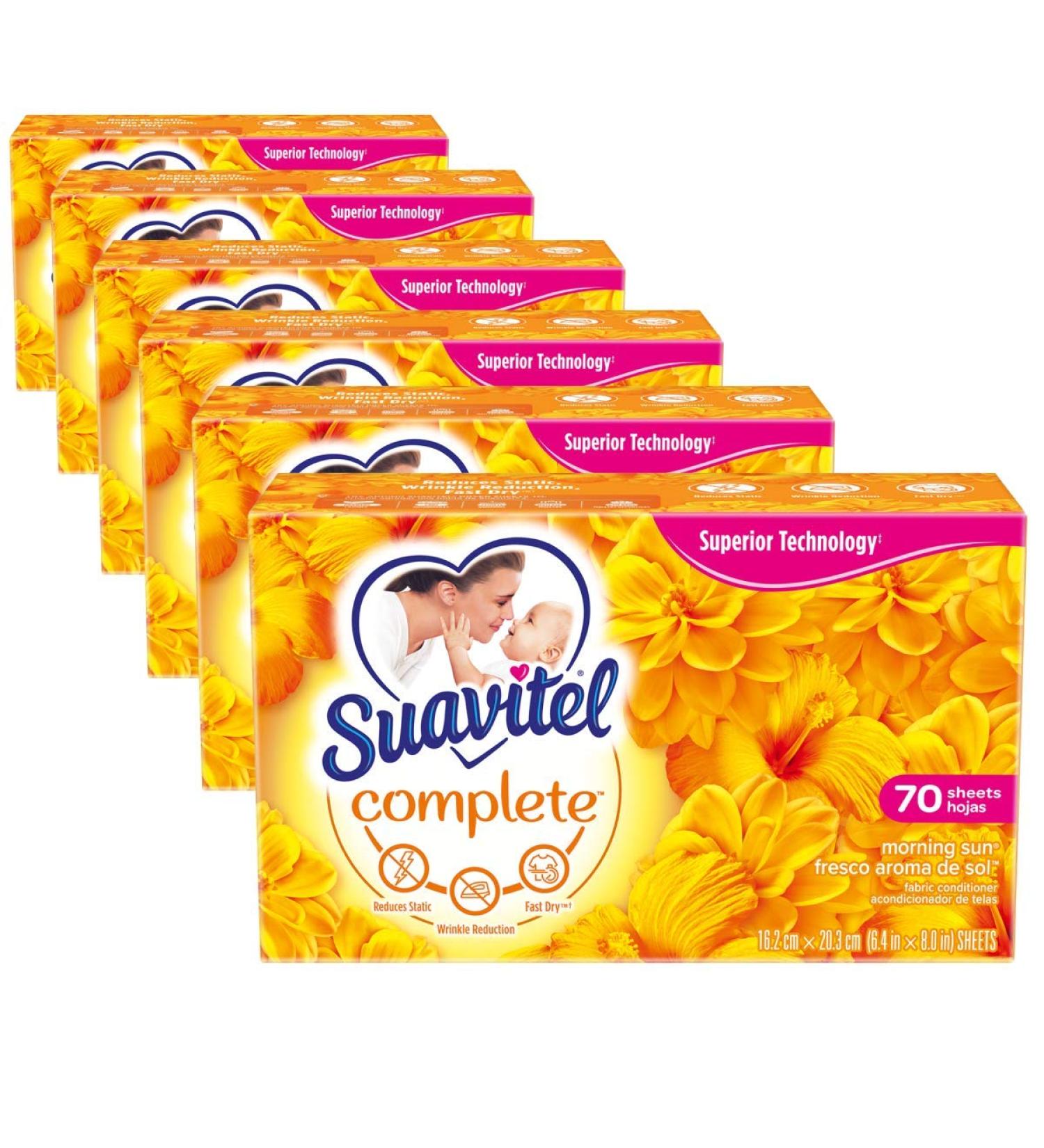 Suavitel Morning Sun Dryer Sheets 70 Sheets - Pack of 6 | Laundry Scent Boosters & Softener | Model 139375 | Household Supplies - Buy Online on SooperMarket.com