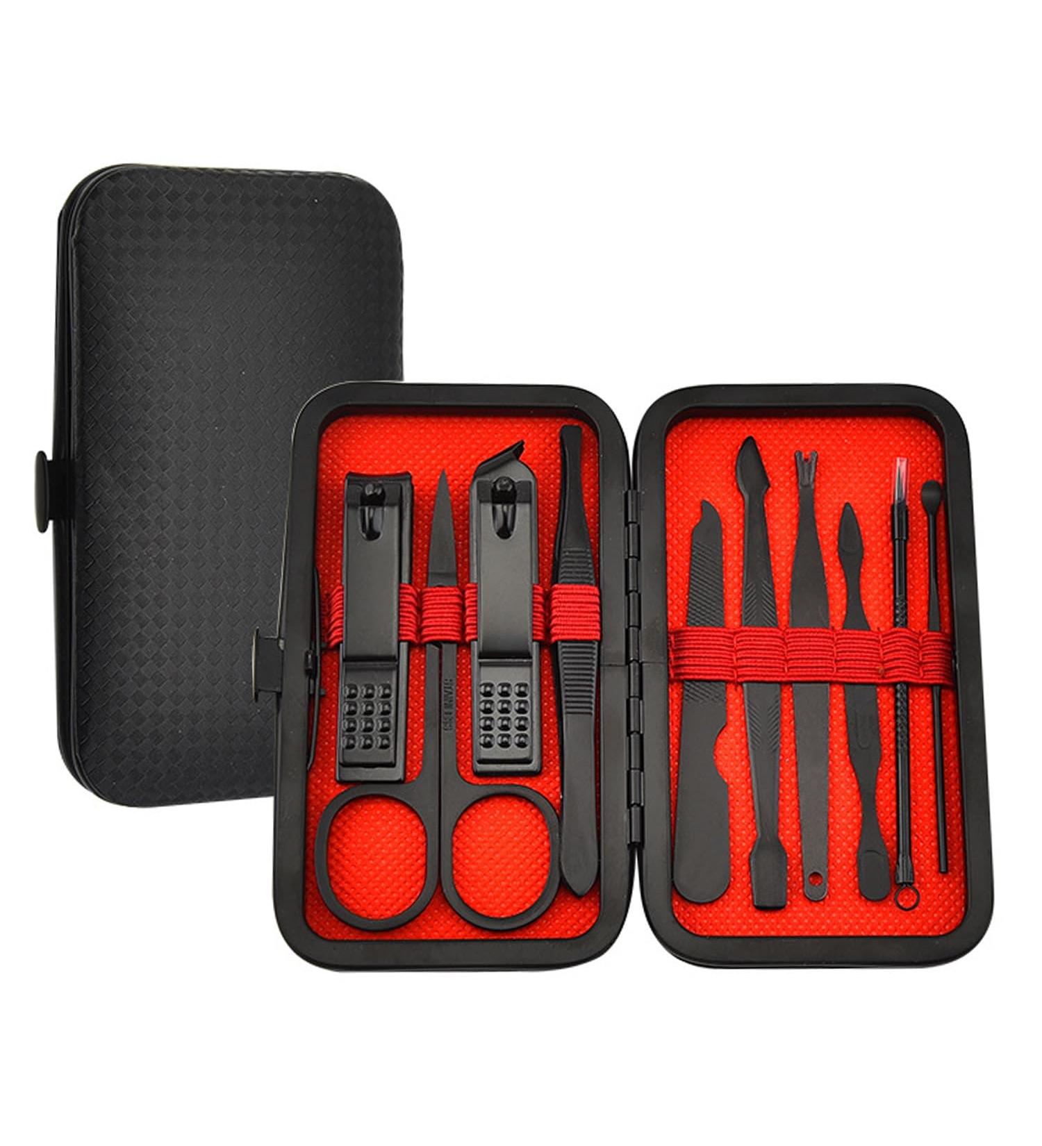 10-Piece Stainless Steel Nail Clipper Set Professional Manicure Set Stainless Steel Manicure Tools Stainless Steel Nail Care Tools Professional Nail Clipper Set (Black) - Buy Online on SooperMarket.com