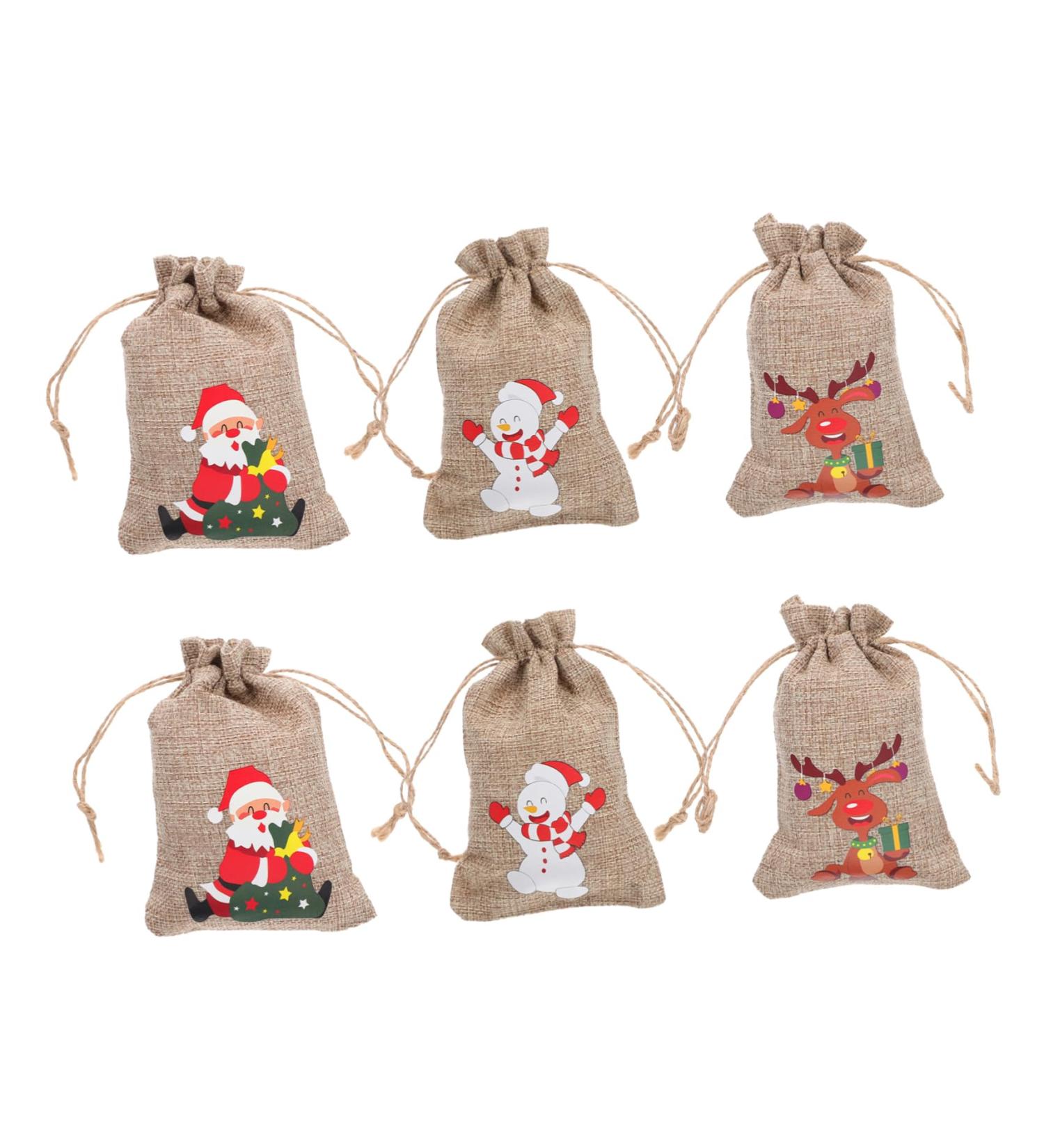 KOMBIUDA 6pcs Christmas Sack Bags Drawstring Christmas Bag Multipurpose Storage Bags Elk Burlap Bag - Buy Online on SooperMarket.com