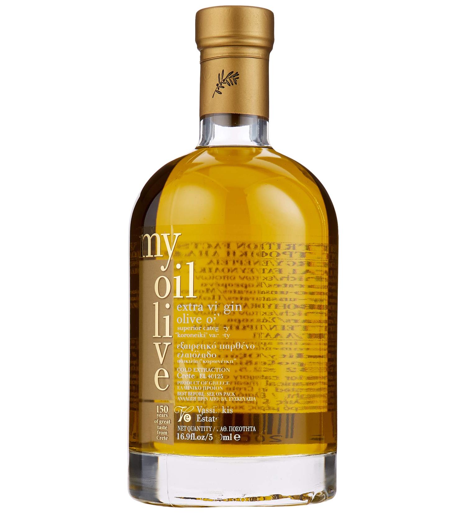 My Olive Oil Cretan Extra Virgin Olive Oil glass bottle 500 ml by Vassilakis Estate - Buy Online on SooperMarket.com