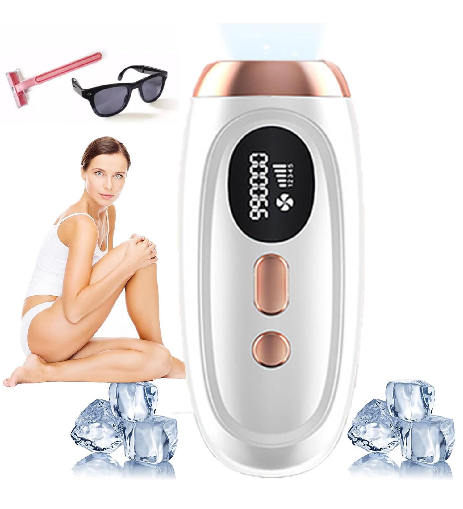 Laser Hair Removal with Cooling System - At-Home IPL Device for Women and Men - Upgraded to 999,900 Flashes - Permanent Hair Removal on Facial, Legs, Arms, Bikini Line - White - Buy Online on SooperMarket.com