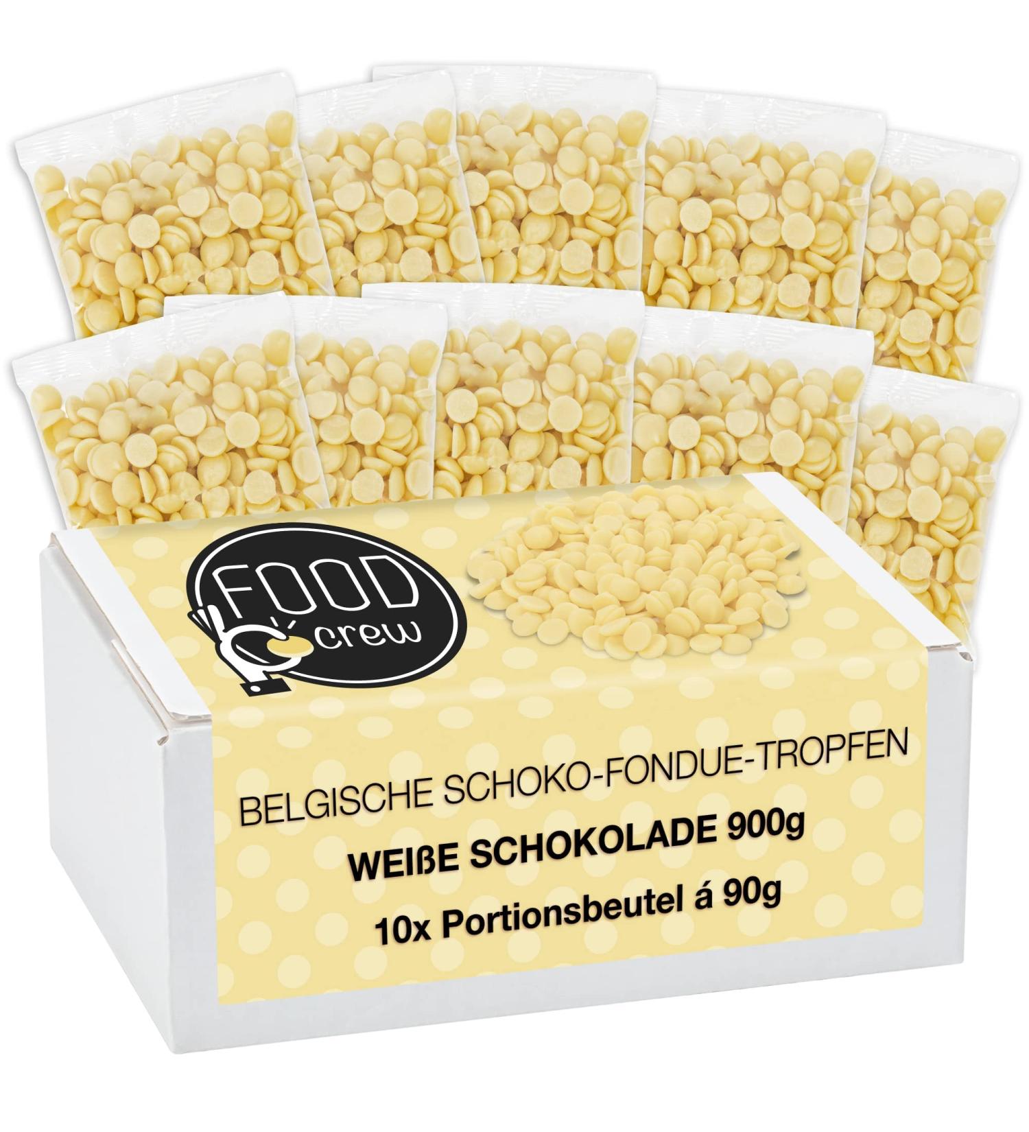 Food Crew 900g White Belgian Chocolate for Fondue - Perfect for Chocolate Fountains & New Year's Eve - 10 Individually Packaged Portion Bags - Buy Online on SooperMarket.com