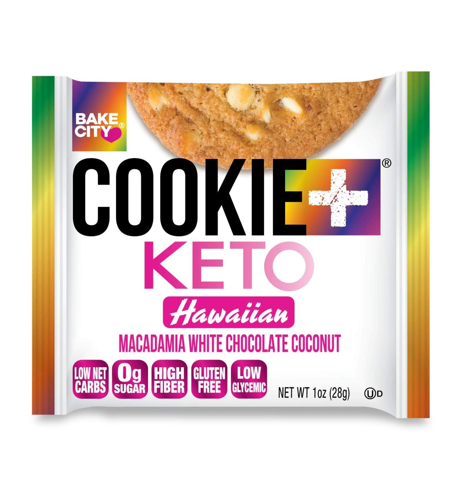 Bake City Cookie Plus Keto | Hawaiian Cookies (12 pack) 1oz | Gluten Free, 0g Sugar, 1.5g Net Carbs, Good Fats, 5g Protein, Kosher - No Artificial Flavors - Buy Online on SooperMarket.com