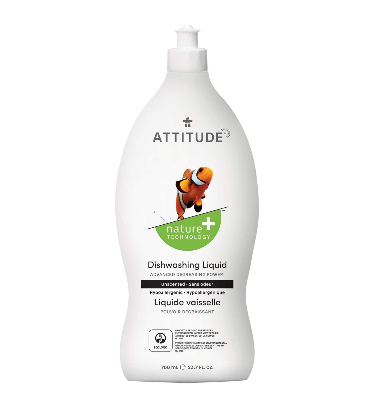 ATTITUDE Unscented Dishwashing Liquid - 23.7 fl oz (700 ml) | Eco-Friendly & Effective - Buy Online on SooperMarket.com