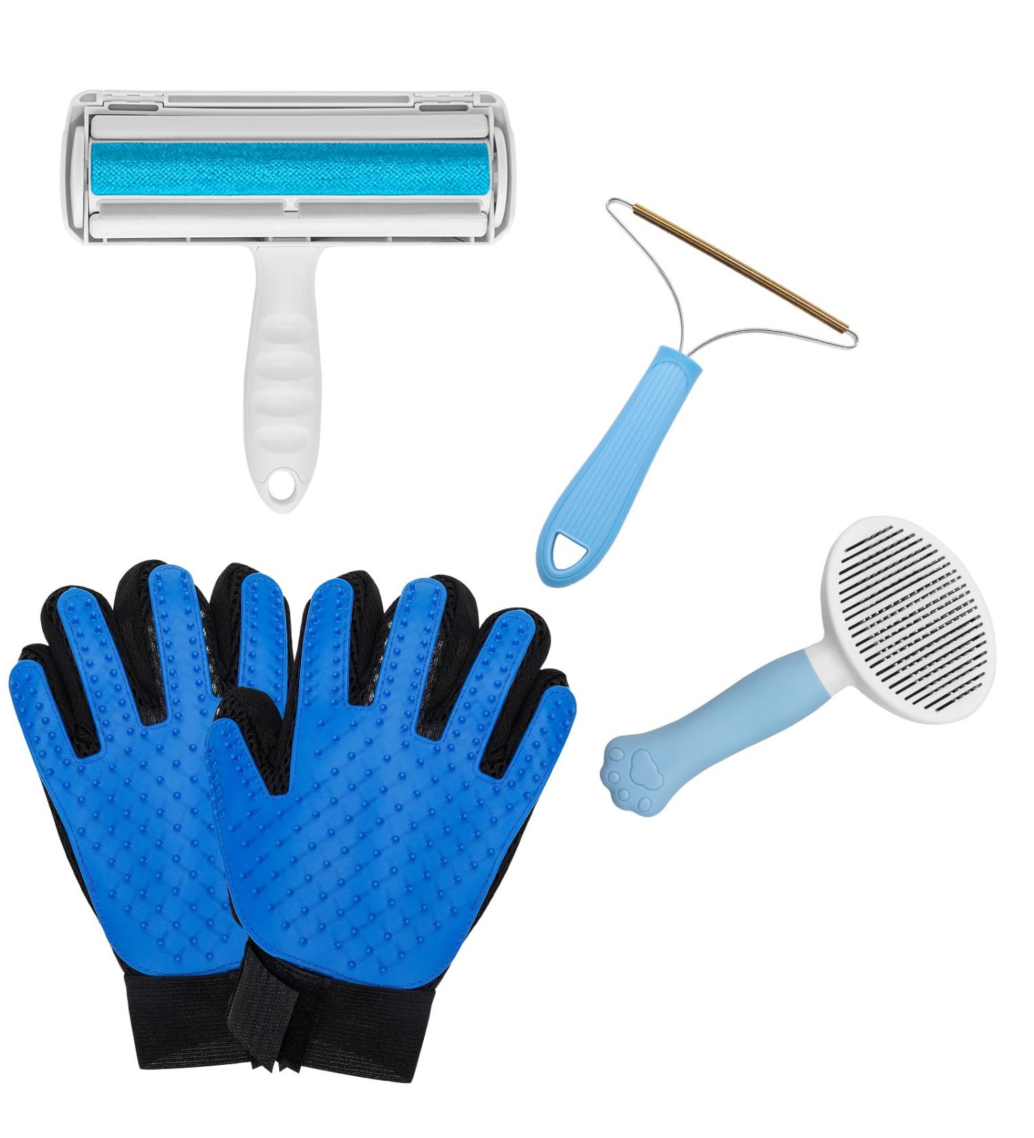 5-Piece Pet Brush Set - Effective Hair Remover Mitts & Lint Rollers for Dogs & Cats | Ideal for Long & Short Hair | Reusable & Eco-Friendly - Buy Online on SooperMarket.com