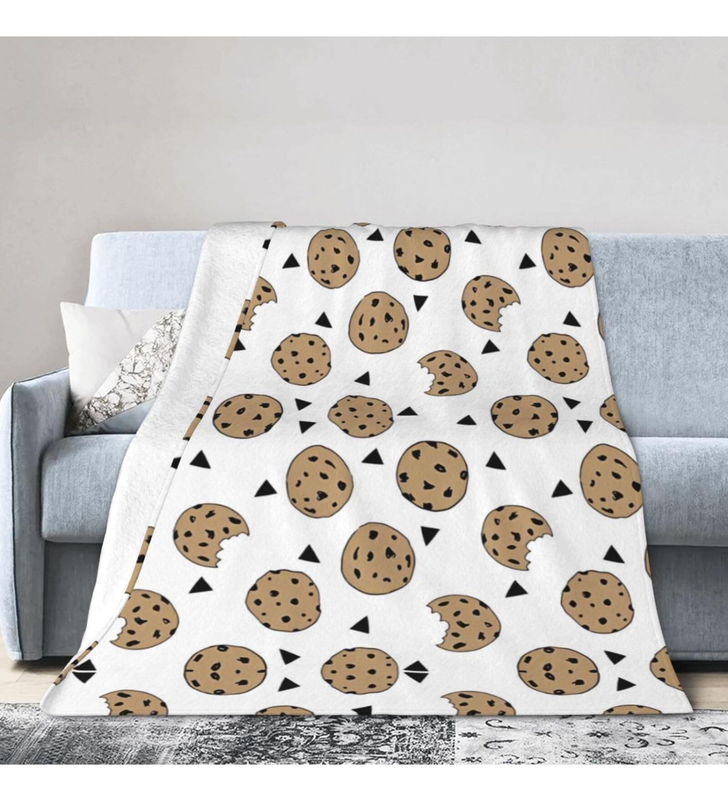 Yyhhaofa Cookies Food Chocolate Chip Biscuits 40"x30" Ultra Soft Micro Fleece Blanket - Anti-Wrinkle Hypoallergenic and Long Lasting Black 40"x30" - Buy Online on SooperMarket.com
