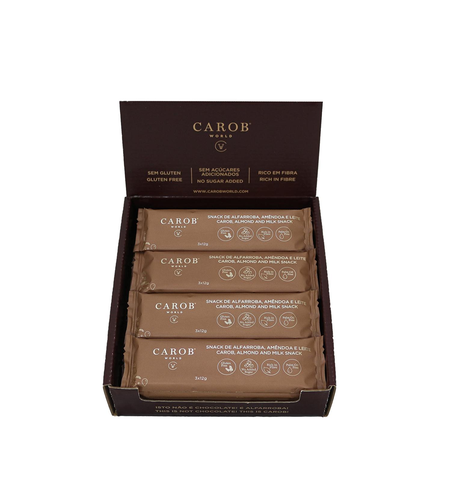 Carob Almond and Milk Snack | Gluten-free and Sugar-free | Pack of 20 Units (20 x 36g) - Buy Online on SooperMarket.com