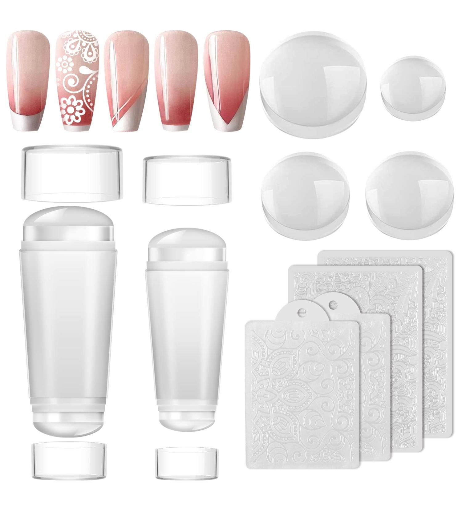 EBANKU 2PCS Clear Nail Stamper Set with Scrapers - Double Sided Silicone Jelly Stampers for Manicure - Buy Online on SooperMarket.com